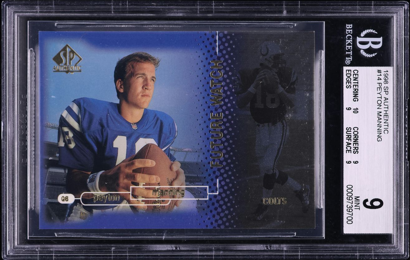 1998 SP Authentic Peyton Manning ROOKIE /2000 #14 BGS 9 MINT
