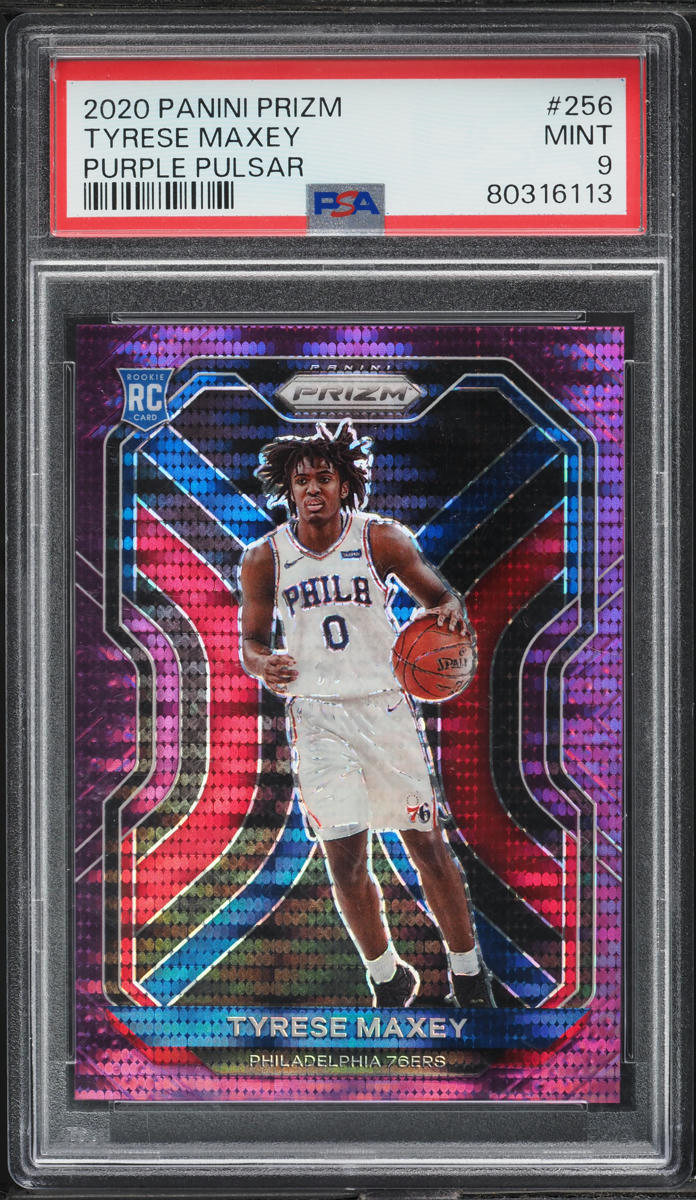 2020 Panini Prizm Purple Pulsar Tyrese Maxey ROOKIE /35 #256 PSA 9 MINT