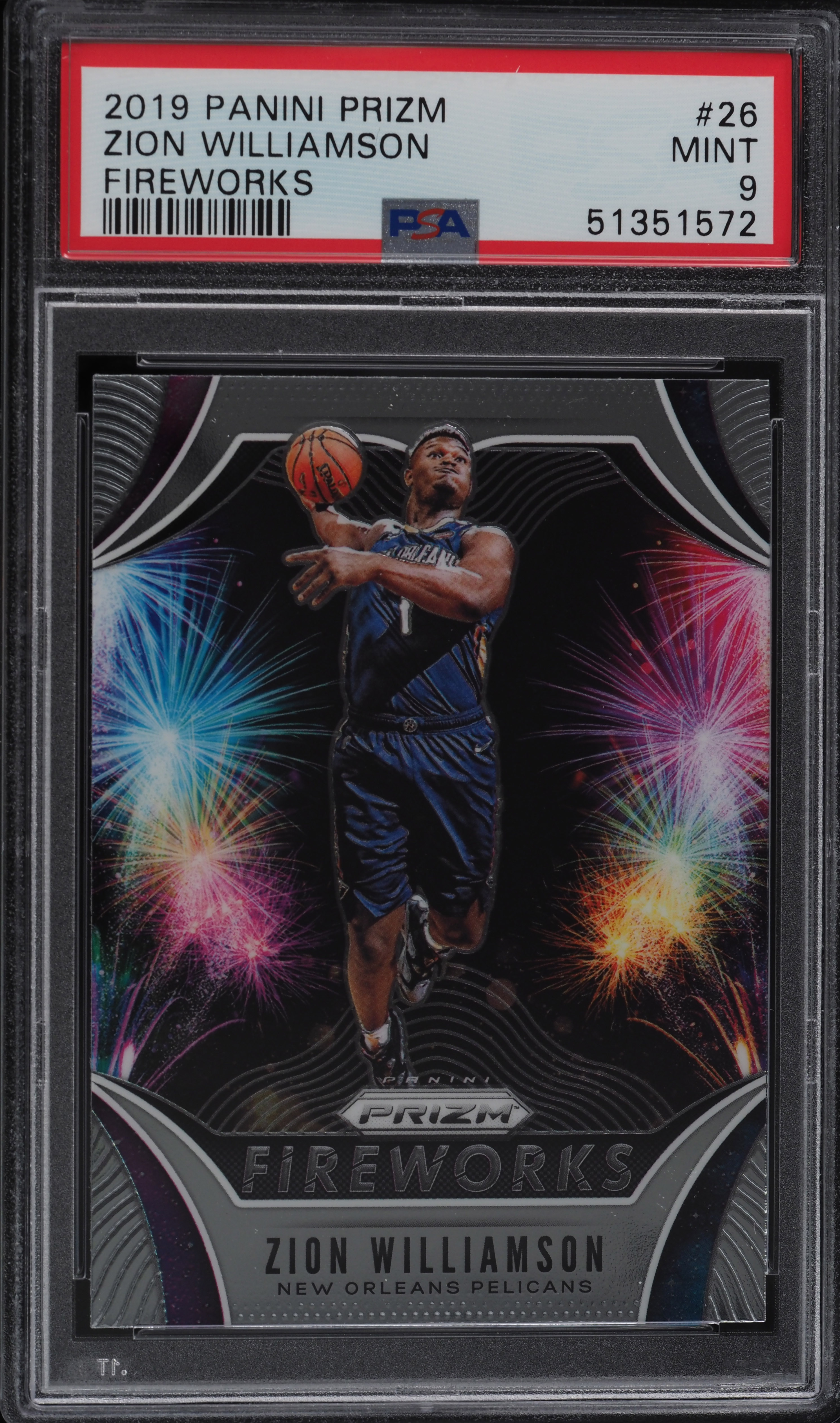 2019 Panini Prizm Fireworks Zion Williamson ROOKIE RC #26 PSA 9 MINT