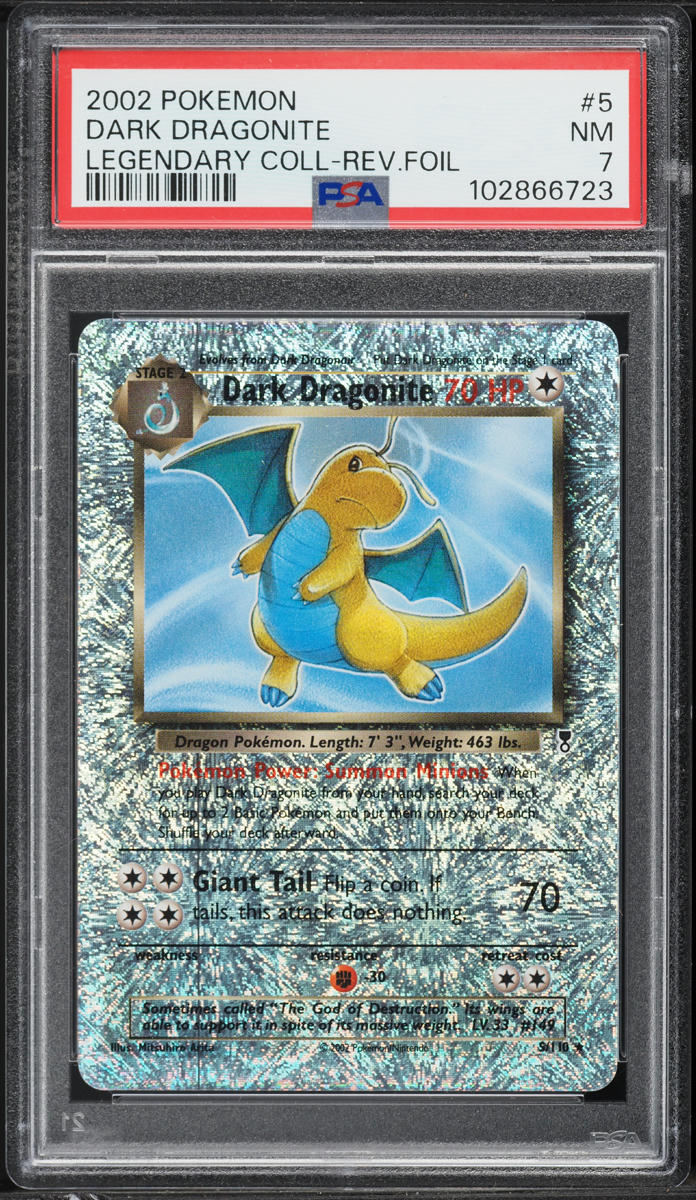 2002 Pokemon Legendary Collection Reverse Holo Dark Dragonite #5 PSA 7 NRMT