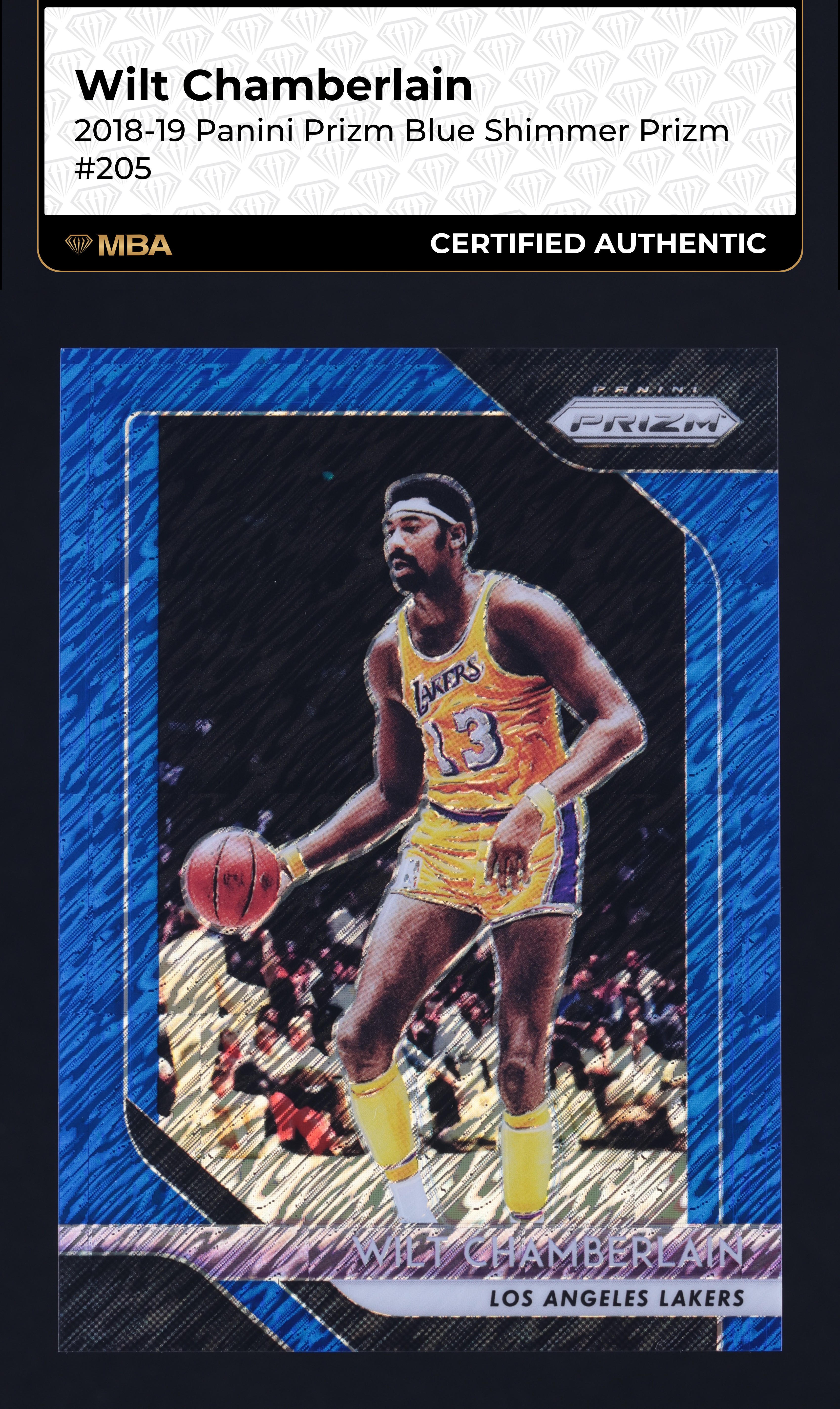 2018 Panini Prizm Blue Shimmer Wilt Chamberlain /7 #205 MBA AUTH