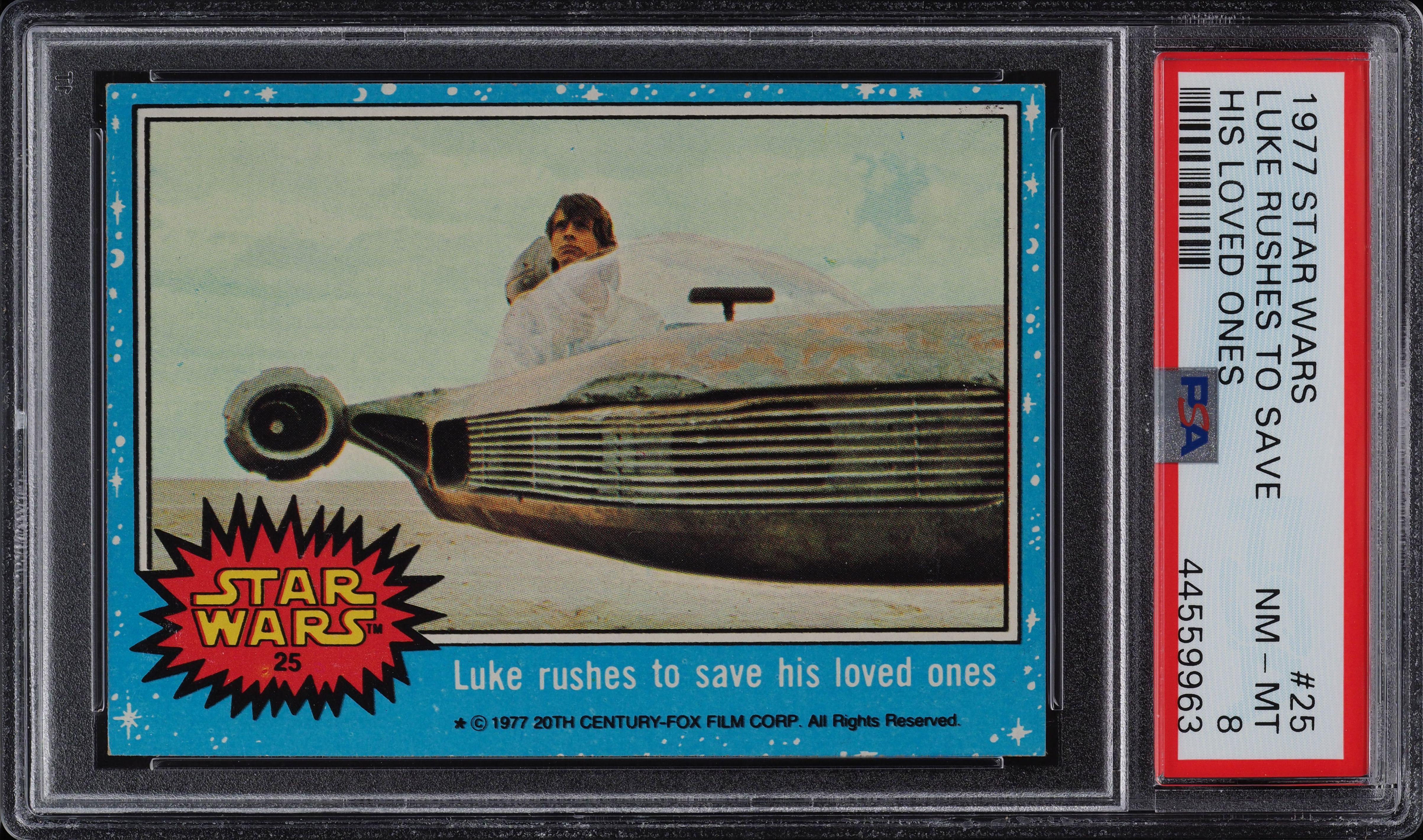 1977 Topps Star Wars Luke Rushes To Save His Loved Ones #25 PSA 8 NM-MT