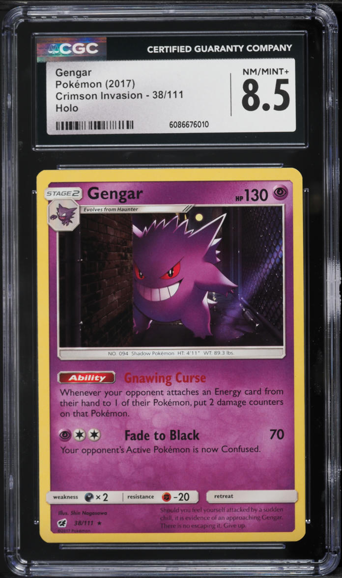 2017 Pokemon Sun & Moon Crimson Invasion Holo Gengar #38 CGC 8.5 NM-MT+