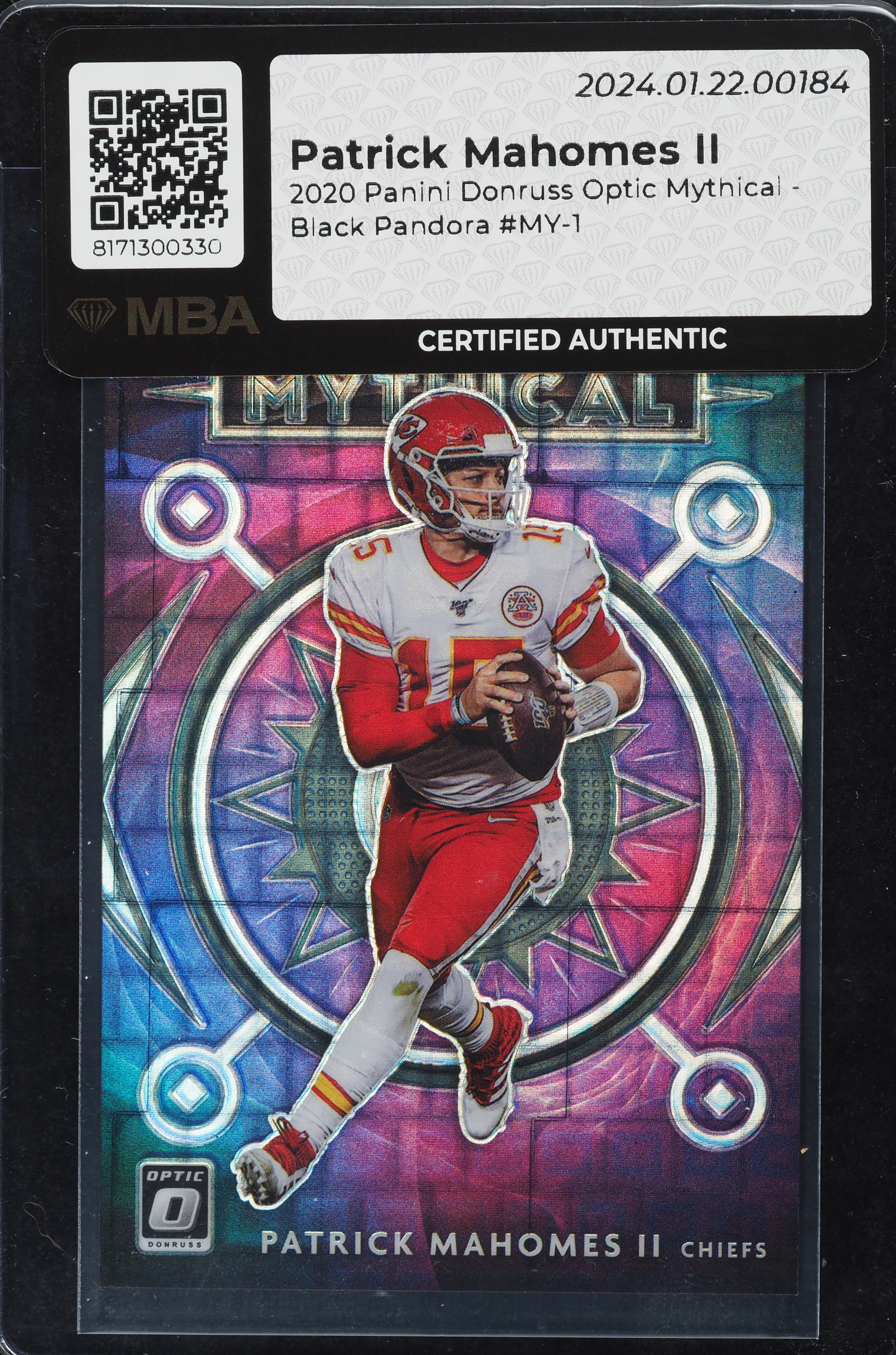 2020 Donruss Optic Mythical Black Pandora Patrick Mahomes II /25 #MY-1 MBA AUTH