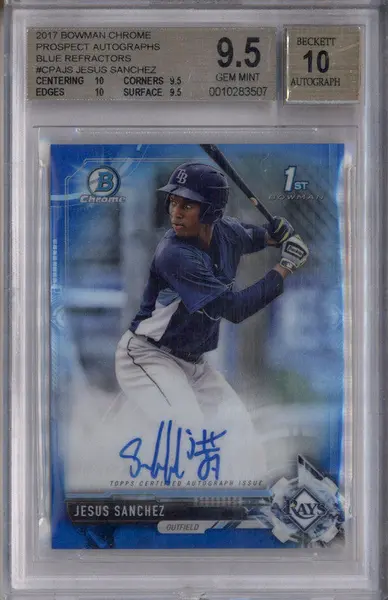 2017 Bowman Chrome Prospect Auto Blue Refractors Jesus Sanchez RC /150 BGS 9.5