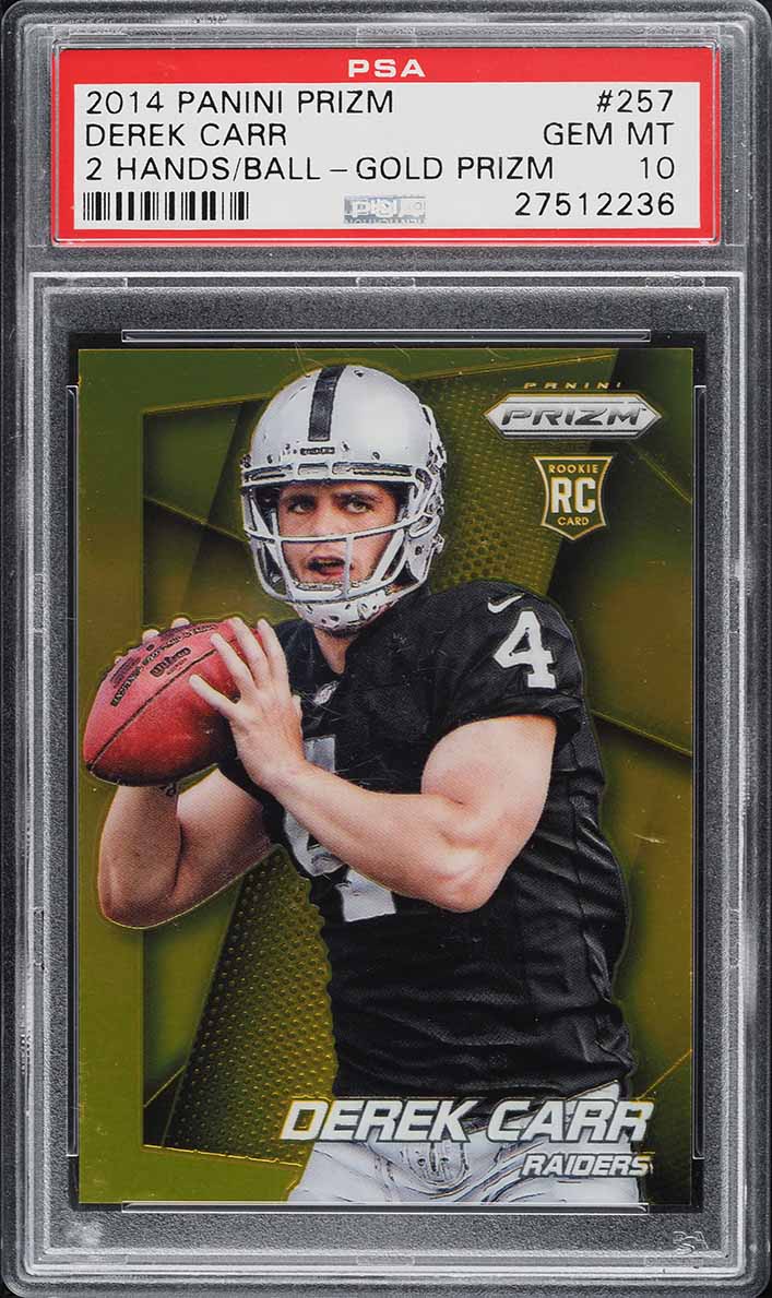 2014 Panini Prizm Gold Derek Carr ROOKIE /10 #257 PSA 10 GEM MINT