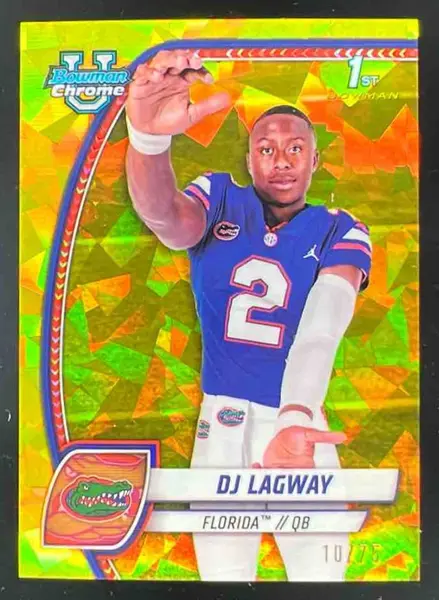 2024 Bowman Chrome University Sapphire Chrome Yellow Refractor #63 DJ Lagway /75