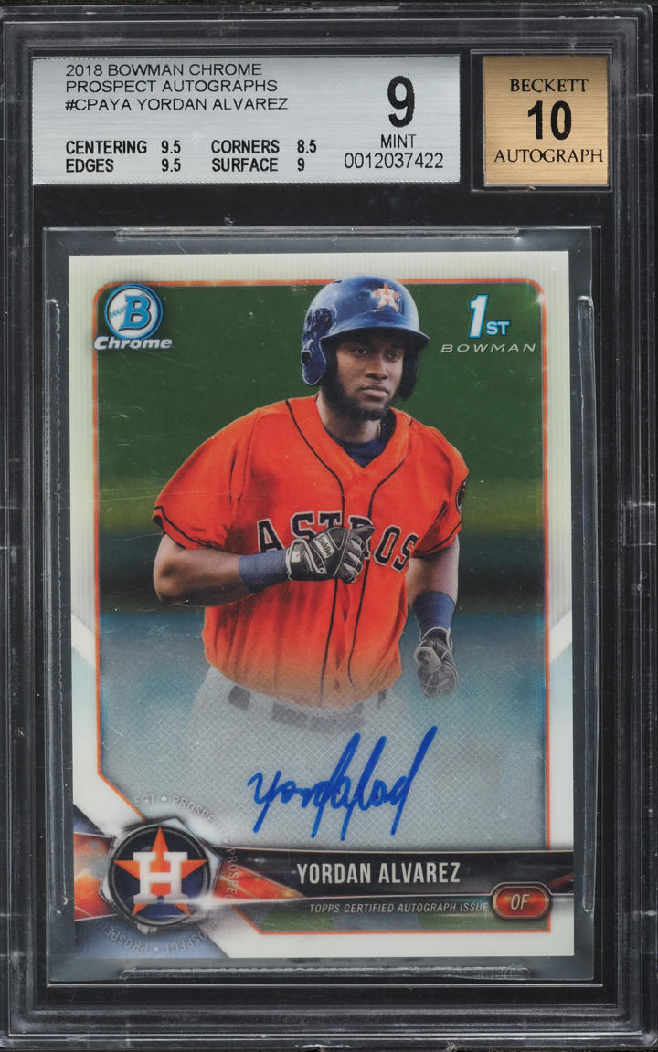 2018 Bowman Chrome Prospect Yordan Alvarez ROOKIE AUTO #CPA-YA BGS 9 MINT