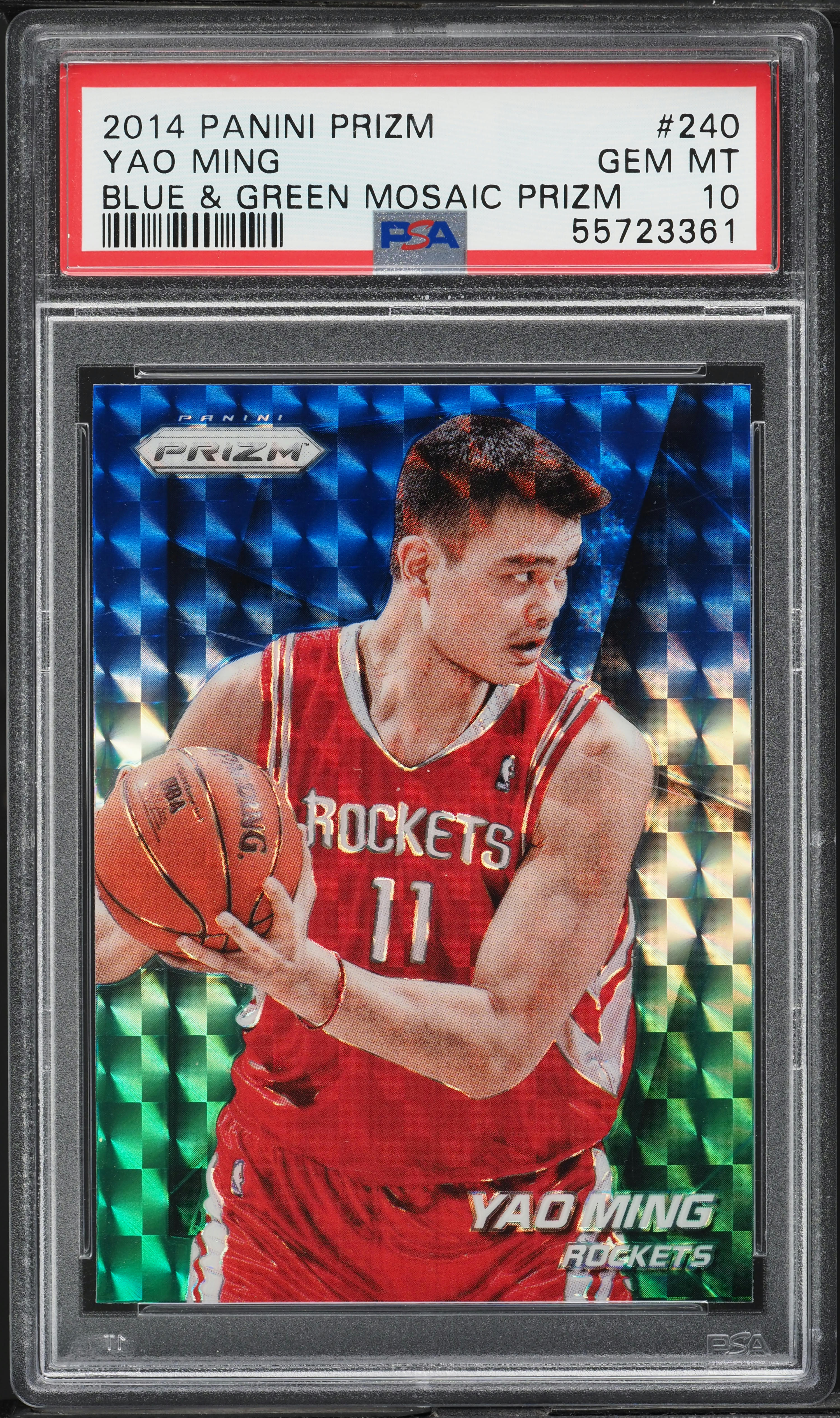 2014 Panini Prizm Blue & Green Mosaic Yao Ming #240 PSA 10 GEM MINT