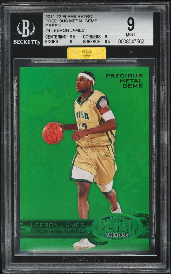 2011 Fleer Retro Precious Metal Gems PMG Green LeBron James 10/10 #PM4 MBA BGS 9