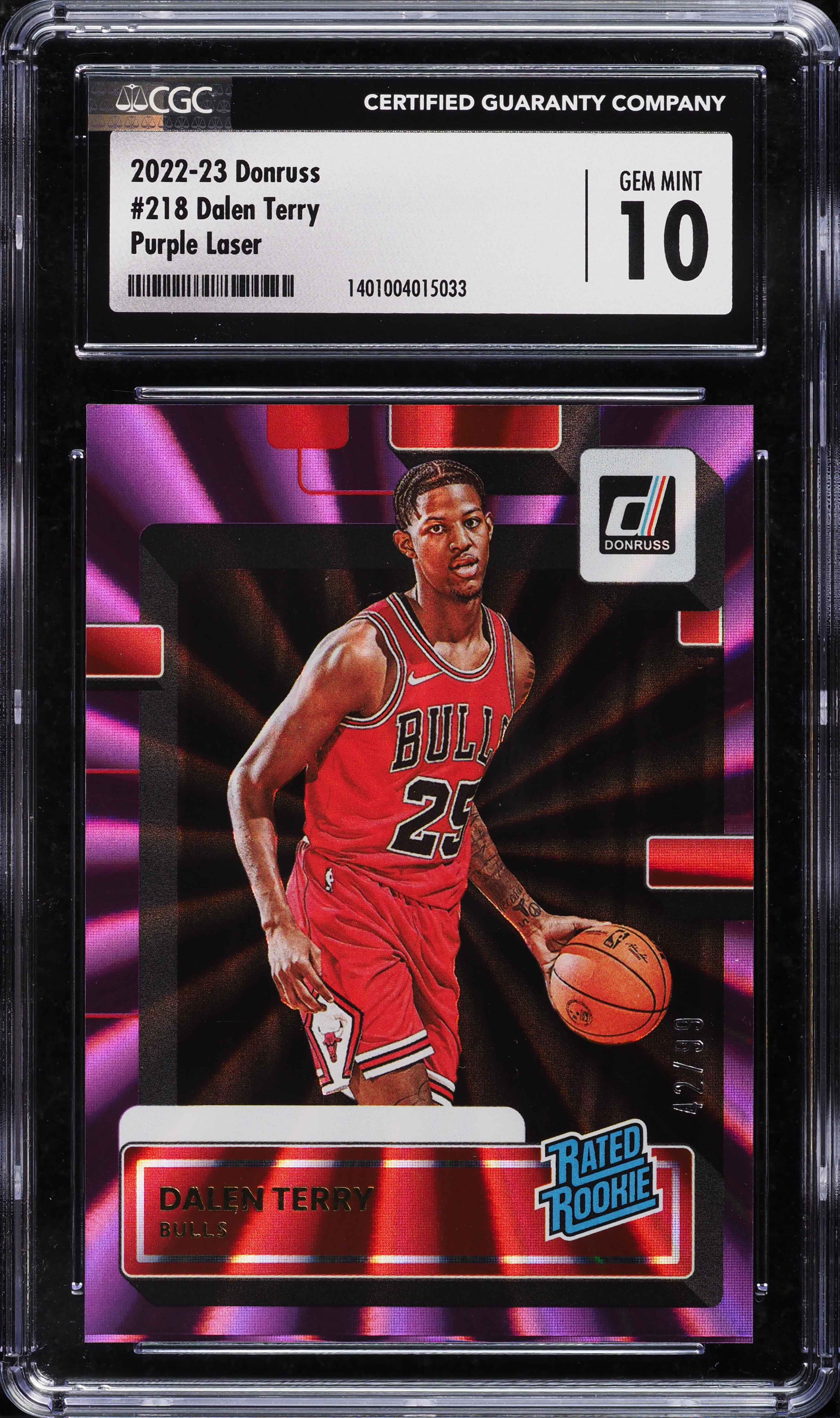 2022 Donruss Purple Laser Dalen Terry ROOKIE /99 #218 CGC 10 GEM MINT