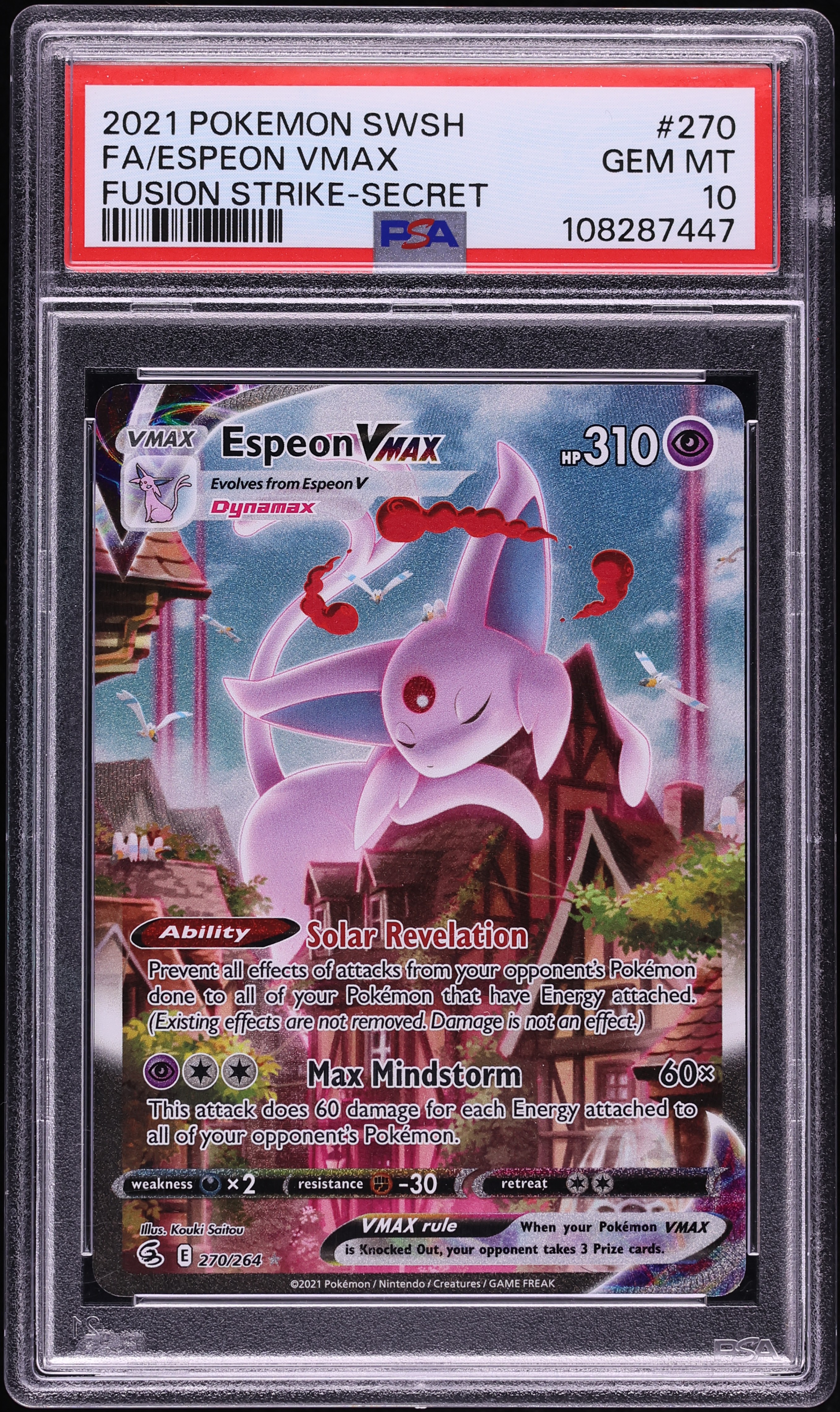 2021 Pokemon Sword & Shield Fusion Strike SEC Espeon VMAX #270 PSA 10 GEM MINT