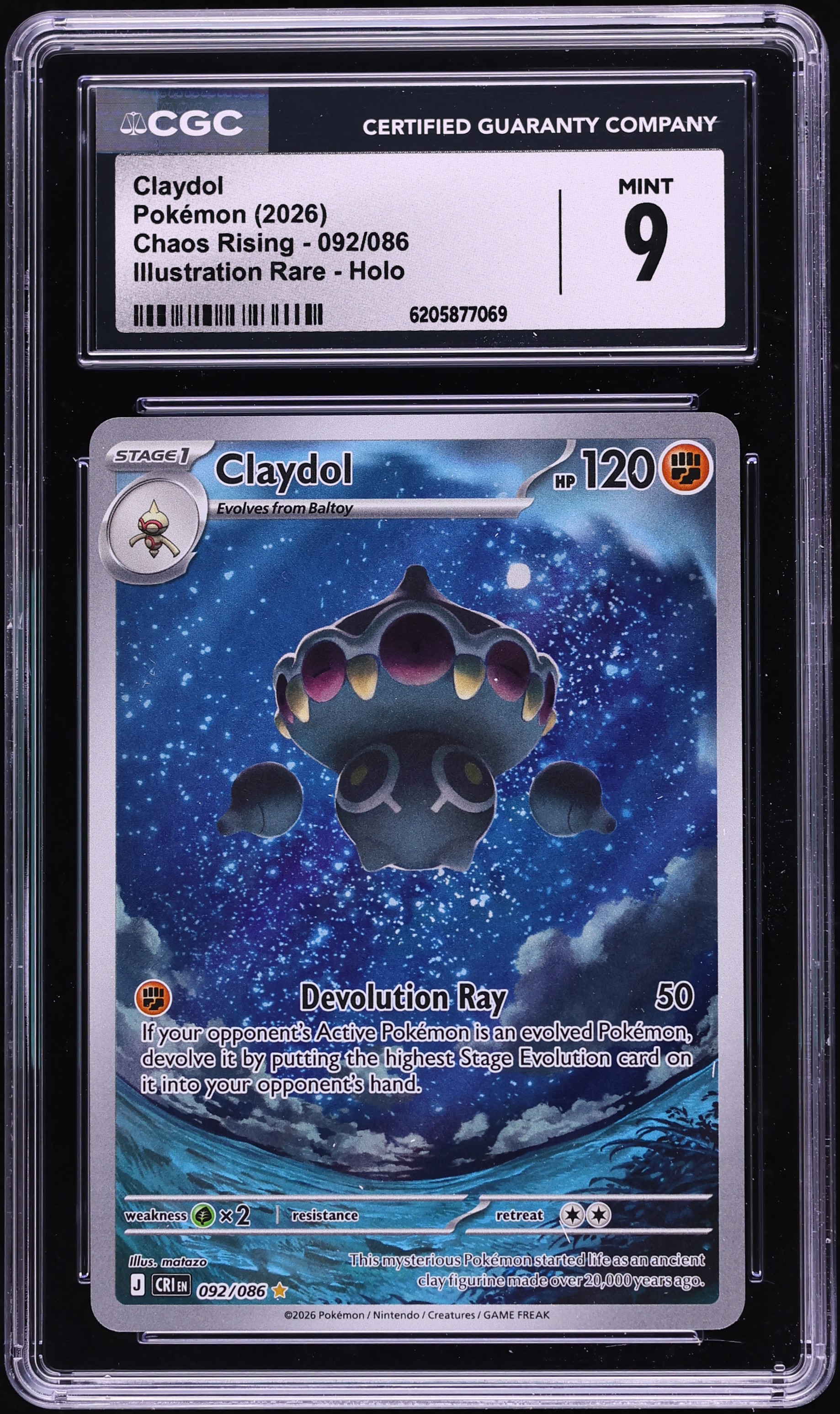 2026 Pokemon Mega Evolution Chaos Rising IR Claydol #92 CGC 9 MINT