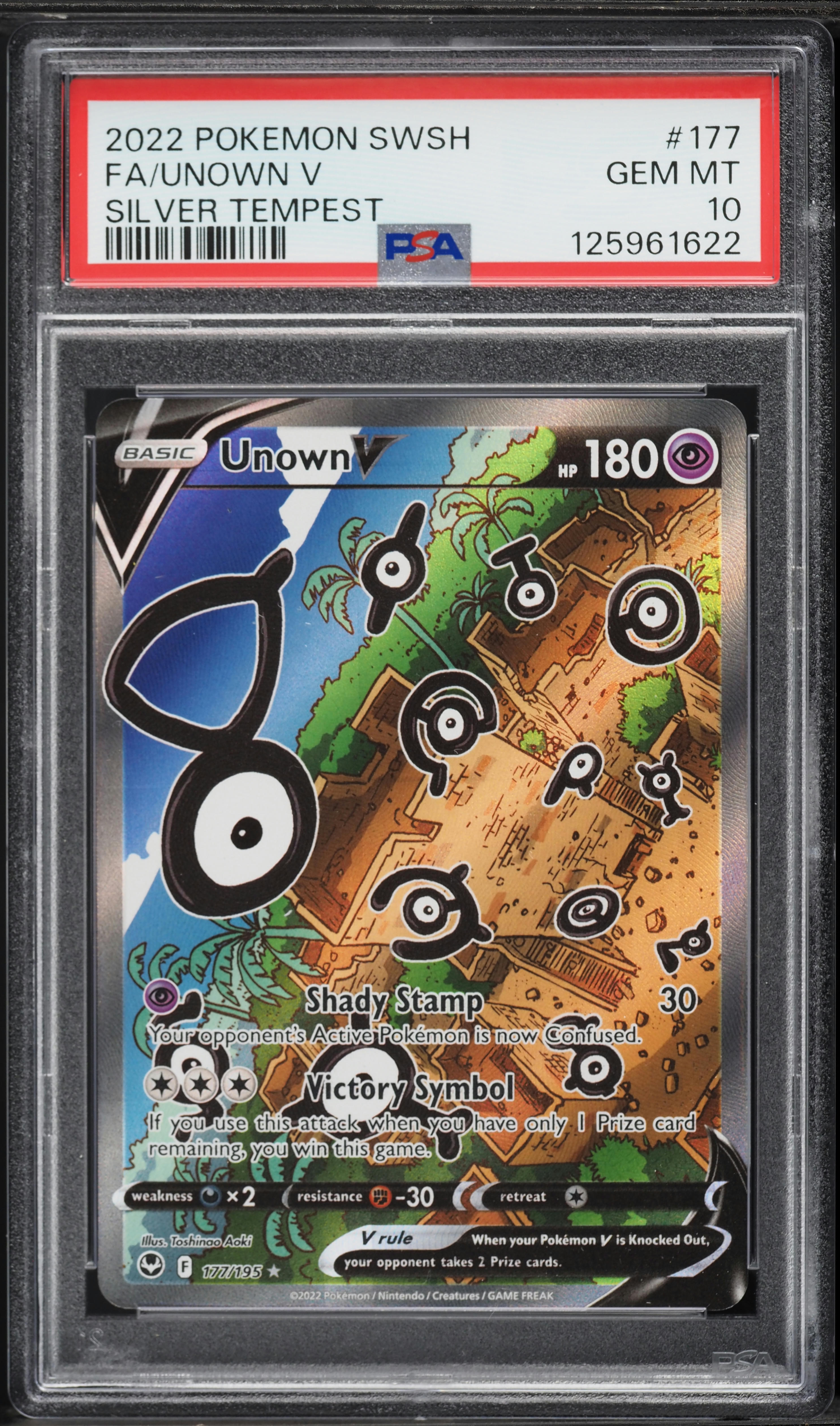 2022 Pokemon Sword & Shield Silver Tempest Full Art Unown V #177 PSA 10 GEM MINT