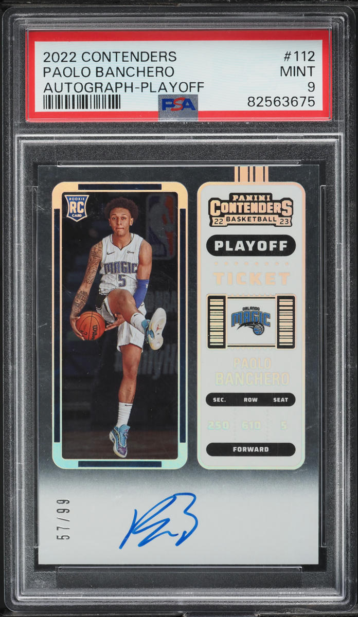 2022 Panini Contenders Playoff Ticket Paolo Banchero ROOKIE AUTO /99 #112 PSA 9