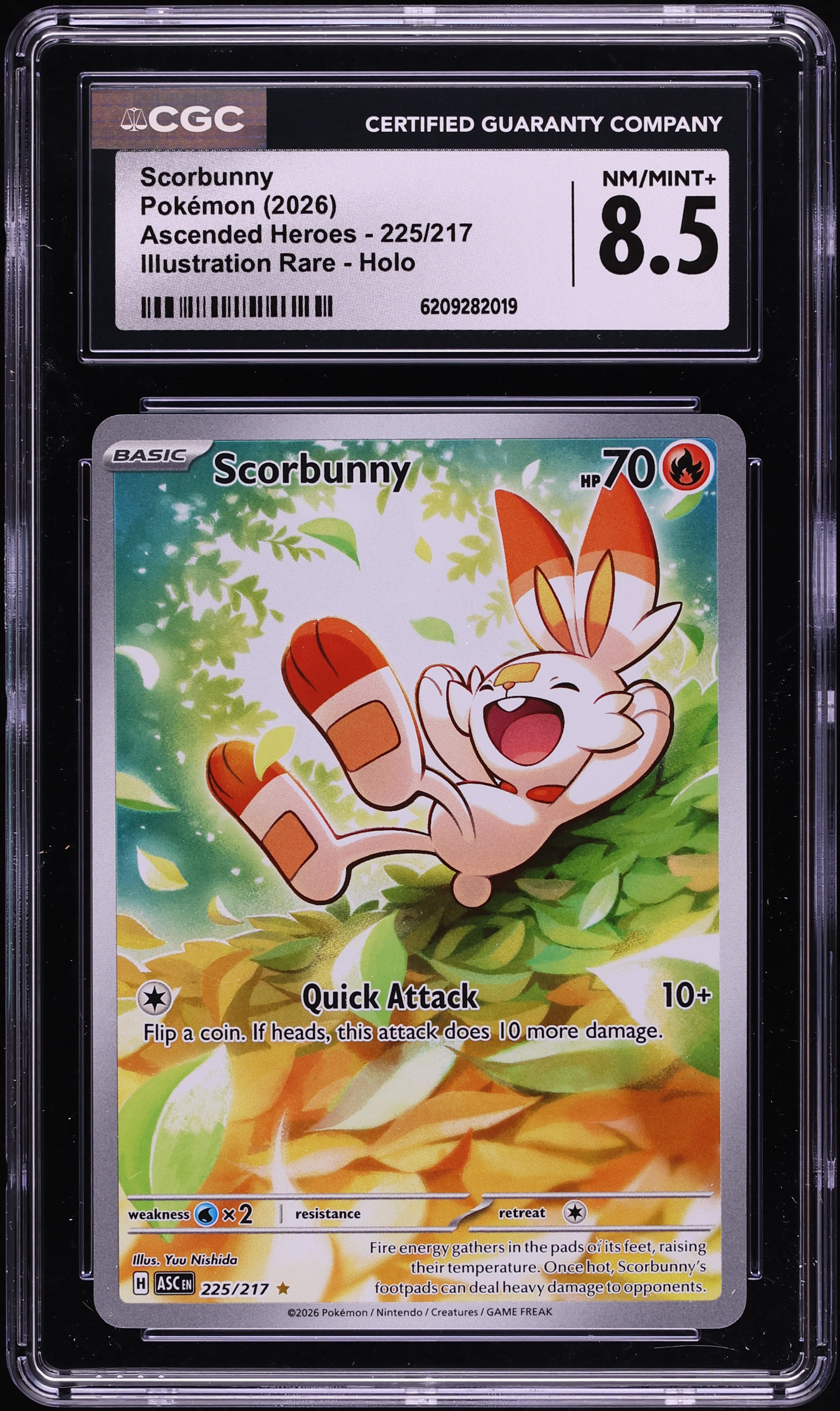 2026 Pokemon Mega Evolution Ascended Heroes IR Scorbunny #225 CGC 8.5 NM-MT+