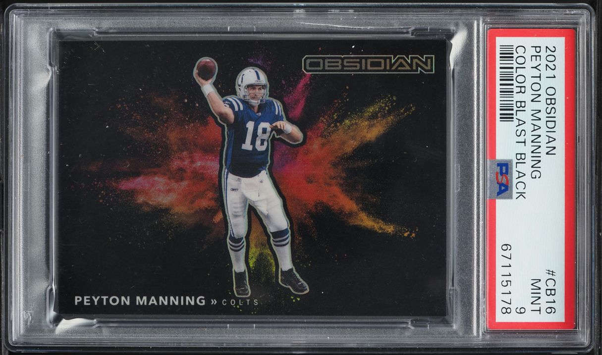 2021 Panini Obsidian Color Blast Black Peyton Manning #CB16 PSA 9 MINT