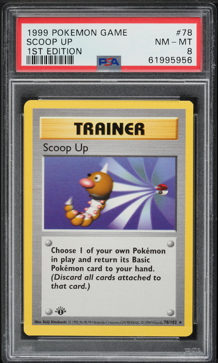 1999 Pokemon Base Set Shadowless 1st Edition Scoop Up #78 PSA 8 NM-MT