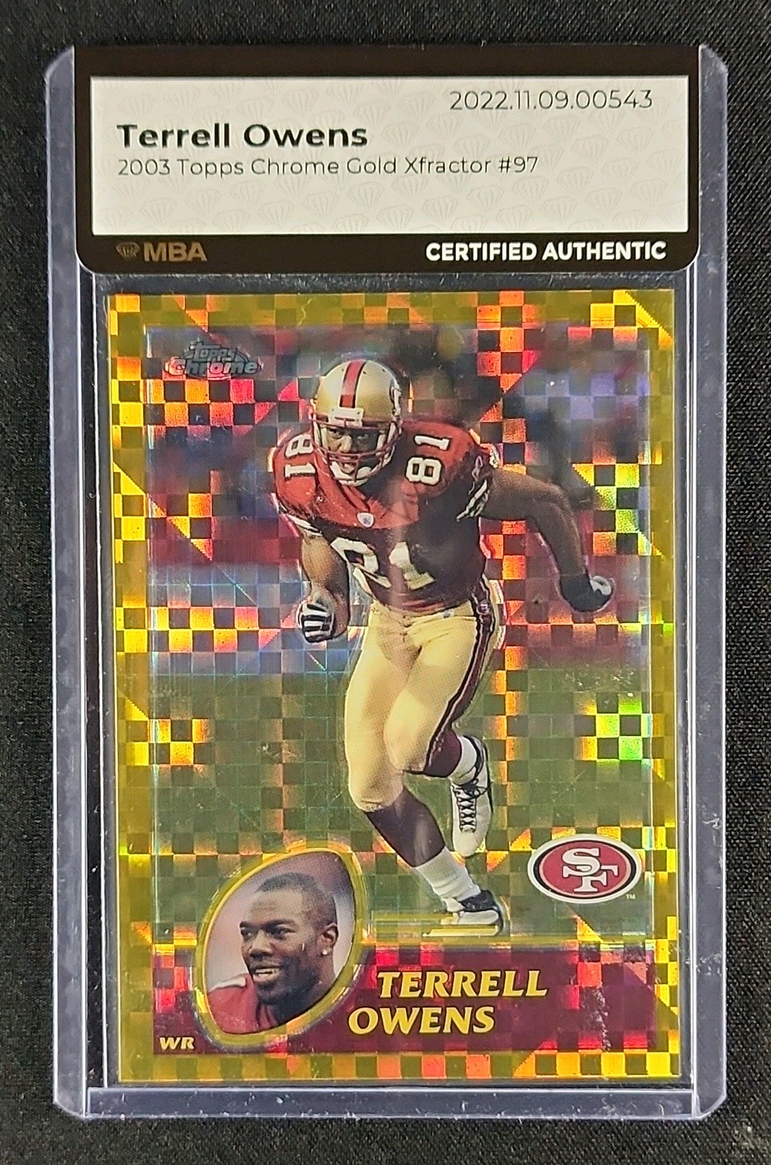 2003 Topps Chrome Gold Xfractor Terrell Owens /101 #97 MBA AUTH