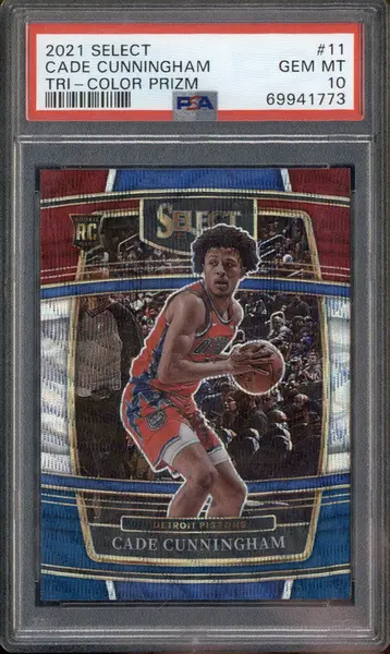 2021-22 Panini Select Tri Color Prizms #11 Cade Cunningham RC Concourse PSA 10