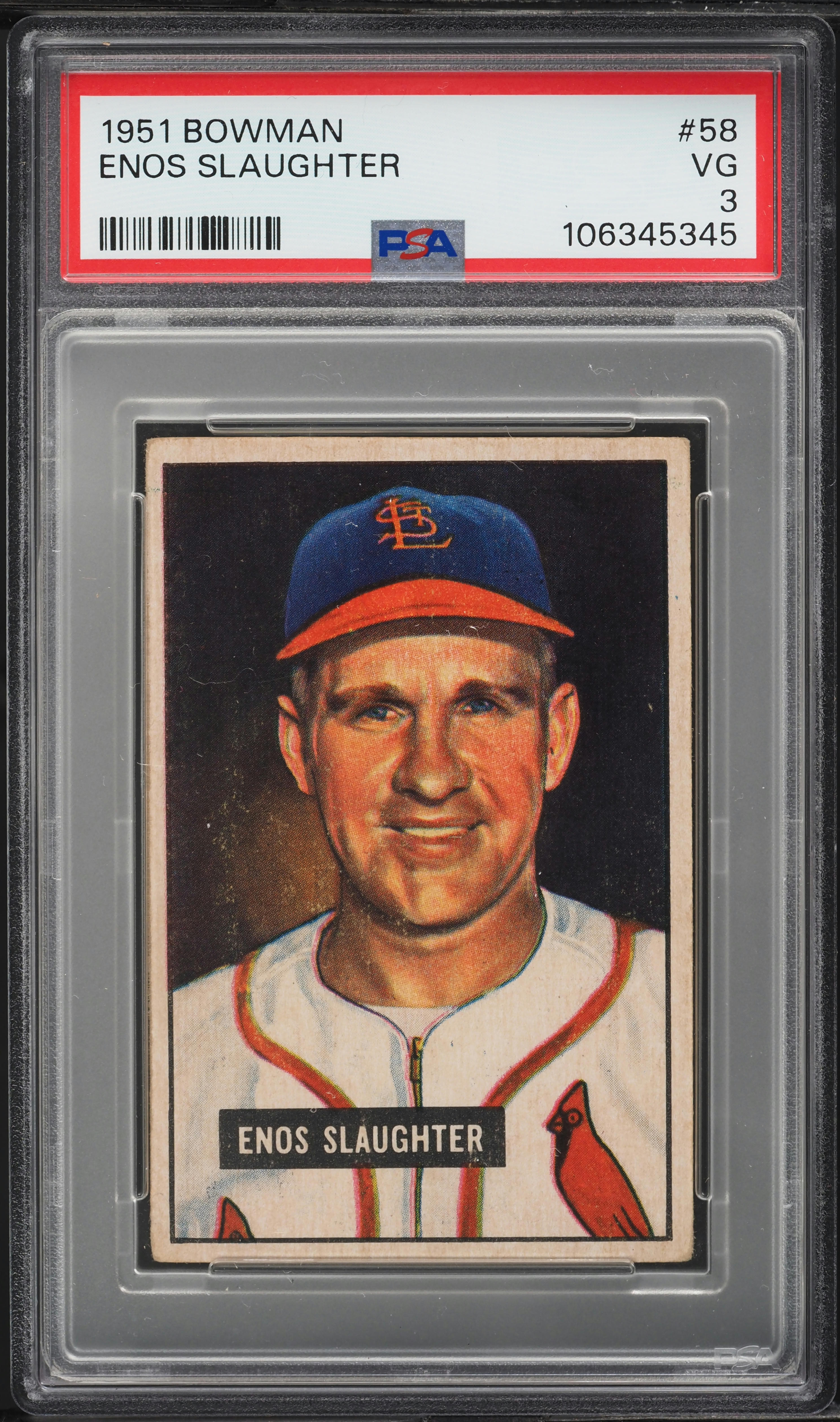 1951 Bowman Enos Slaughter #58 PSA 3 VG