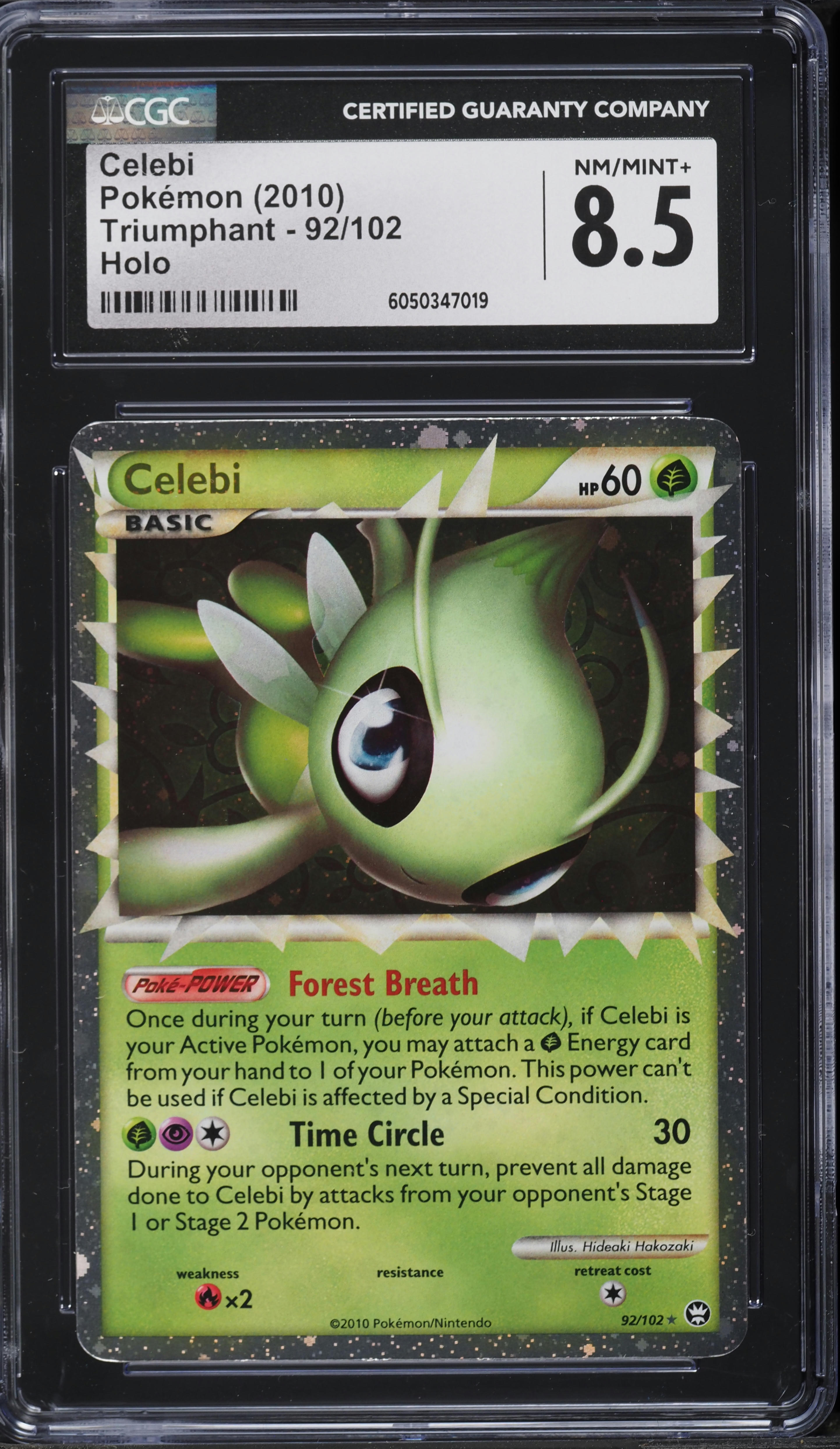 2010 Pokemon HeartGold & SoulSilver Triumphant Holo Celebi #92 CGC 8.5 NM-MT+