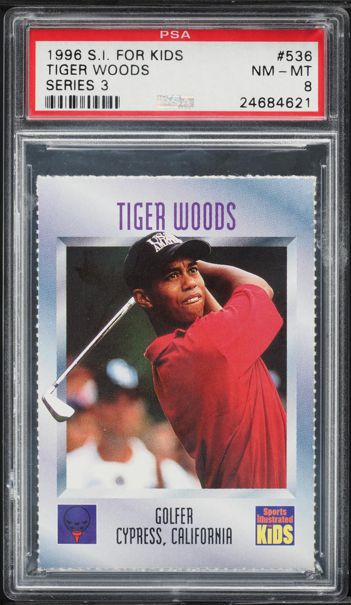 1996 Sports Illustrated For Kids Tiger Woods ROOKIE #536 PSA 8 NM-MT
