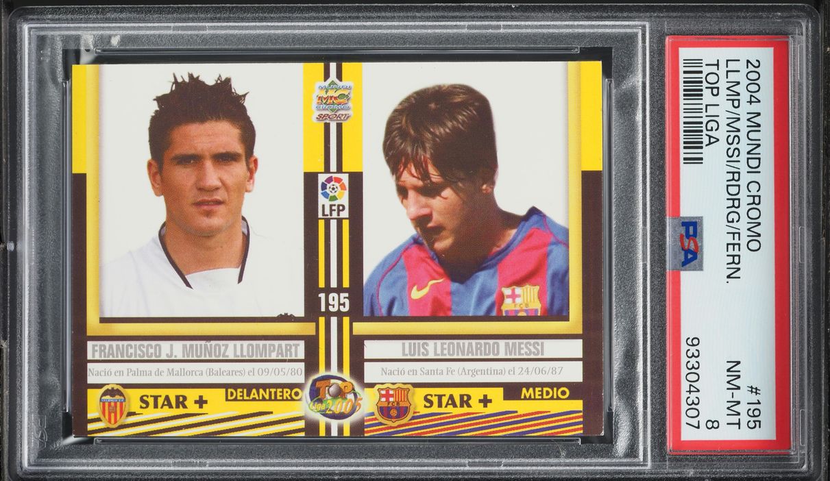 2004 Mundi Cromo Top Liga Lionel Messi ROOKIE #195 PSA 8 NM-MT