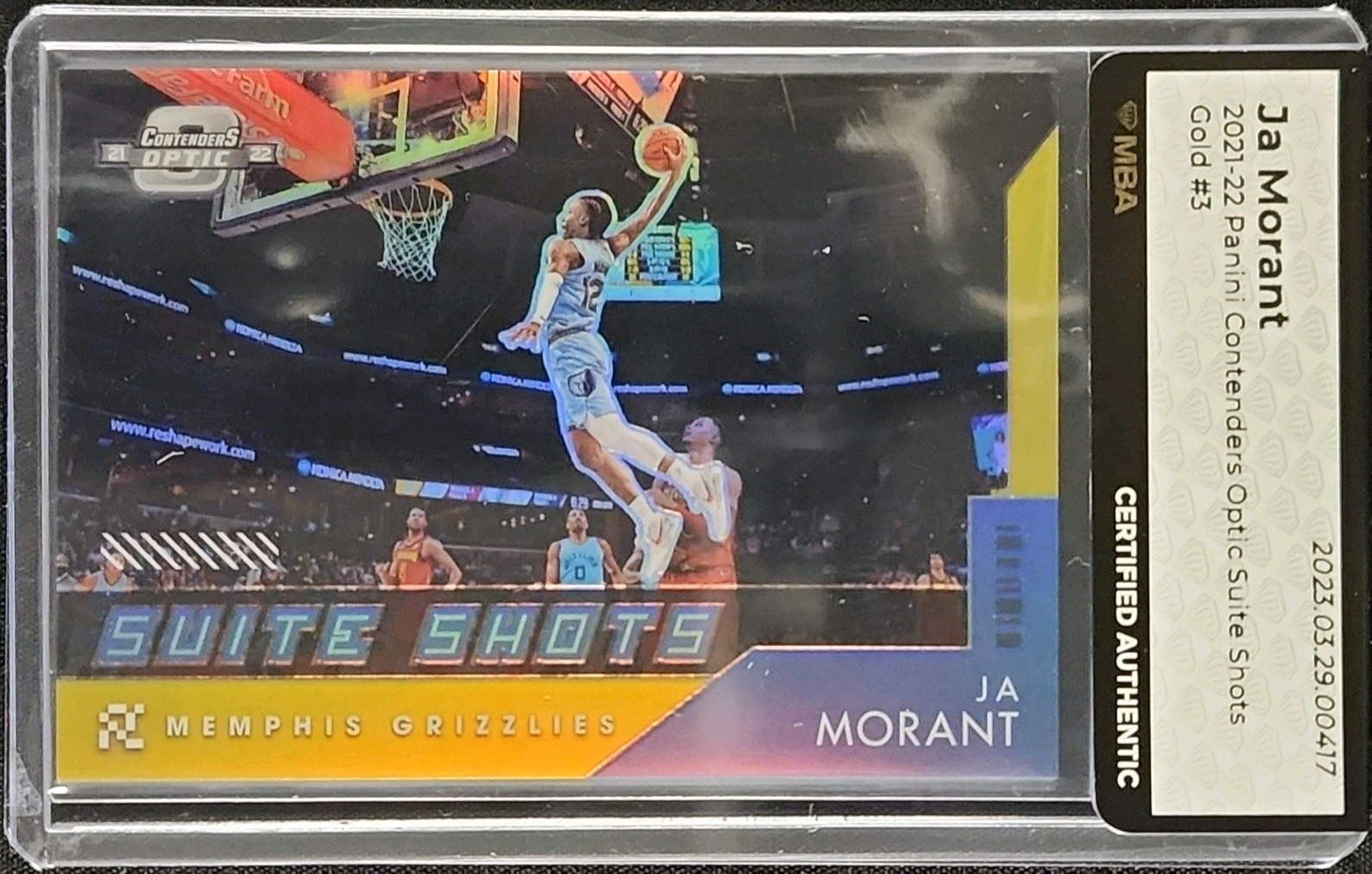 2021 Panini Contenders Optic Suite Shots Gold Ja Morant /10 #3 MBA AUTH