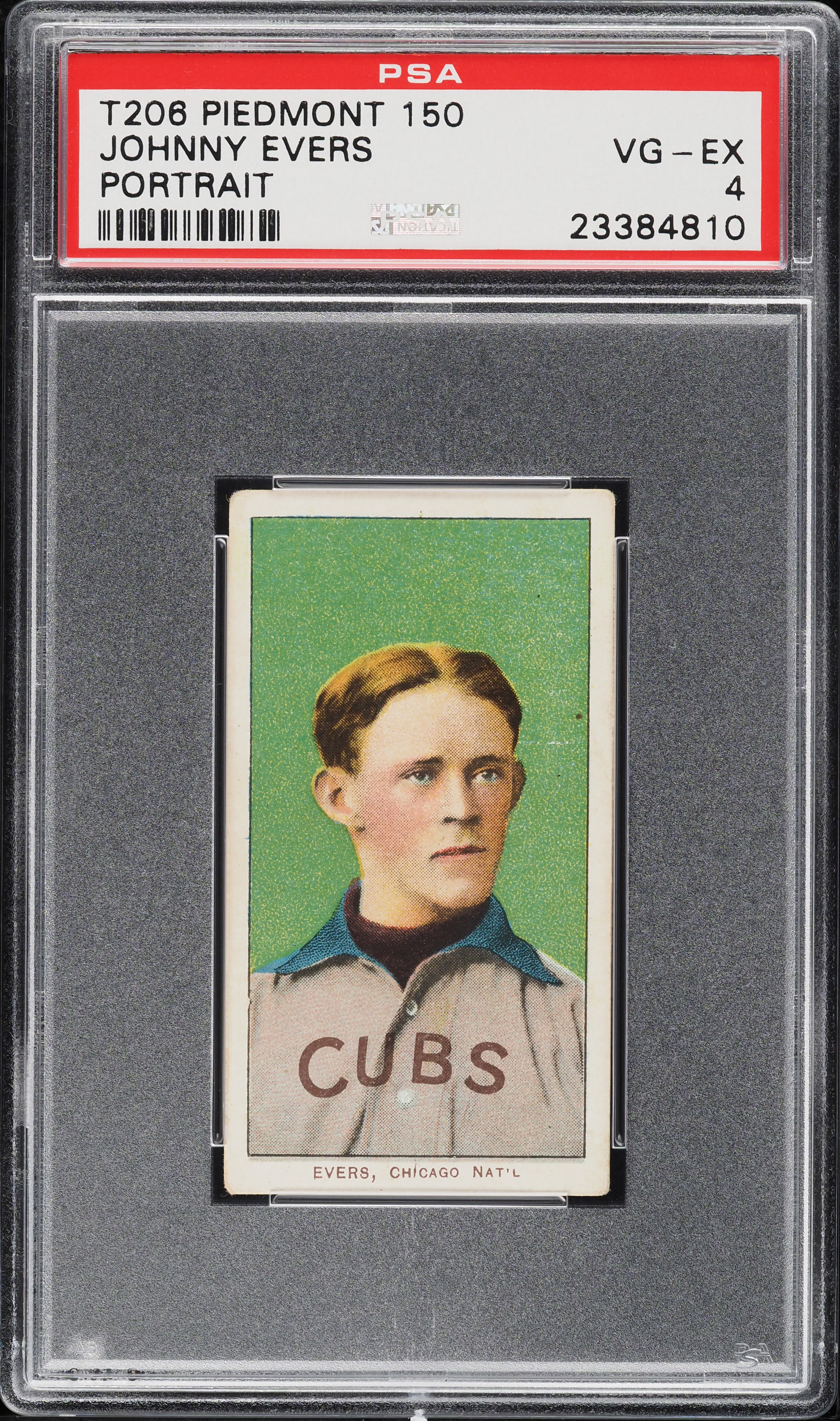 1909-11 T206 Johnny Evers PORTRAIT, PIEDMONT 150/25 PSA 4 VGEX (PWCC-A)