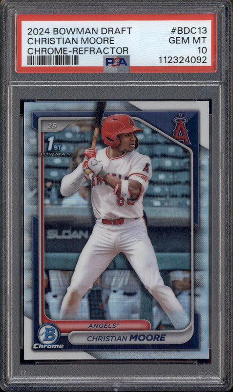 2024 Bowman Draft Chrome Refractor #BDC13 Christian Moore RC PSA 10