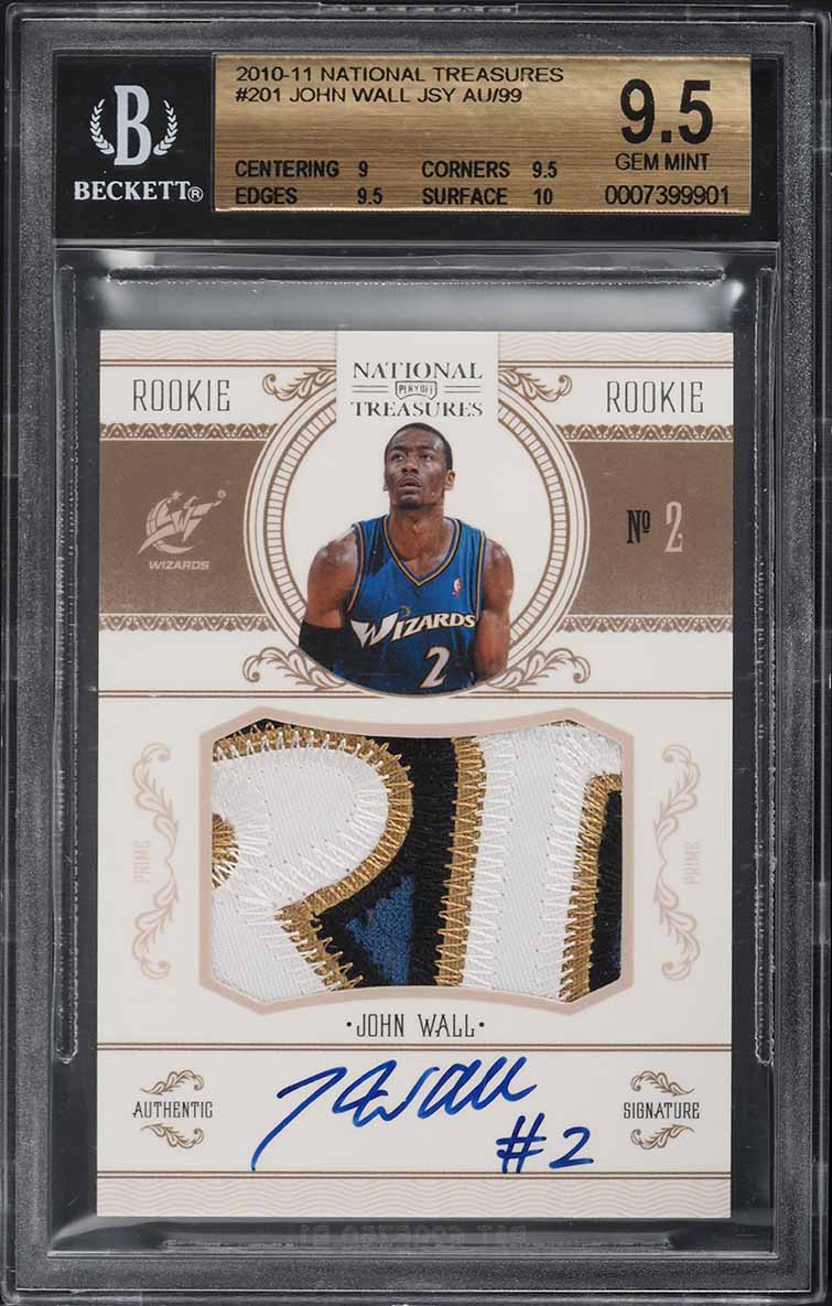 2010 National Treasures John Wall ROOKIE PATCH AUTO /99 #201 BGS 9.5 GEM MINT