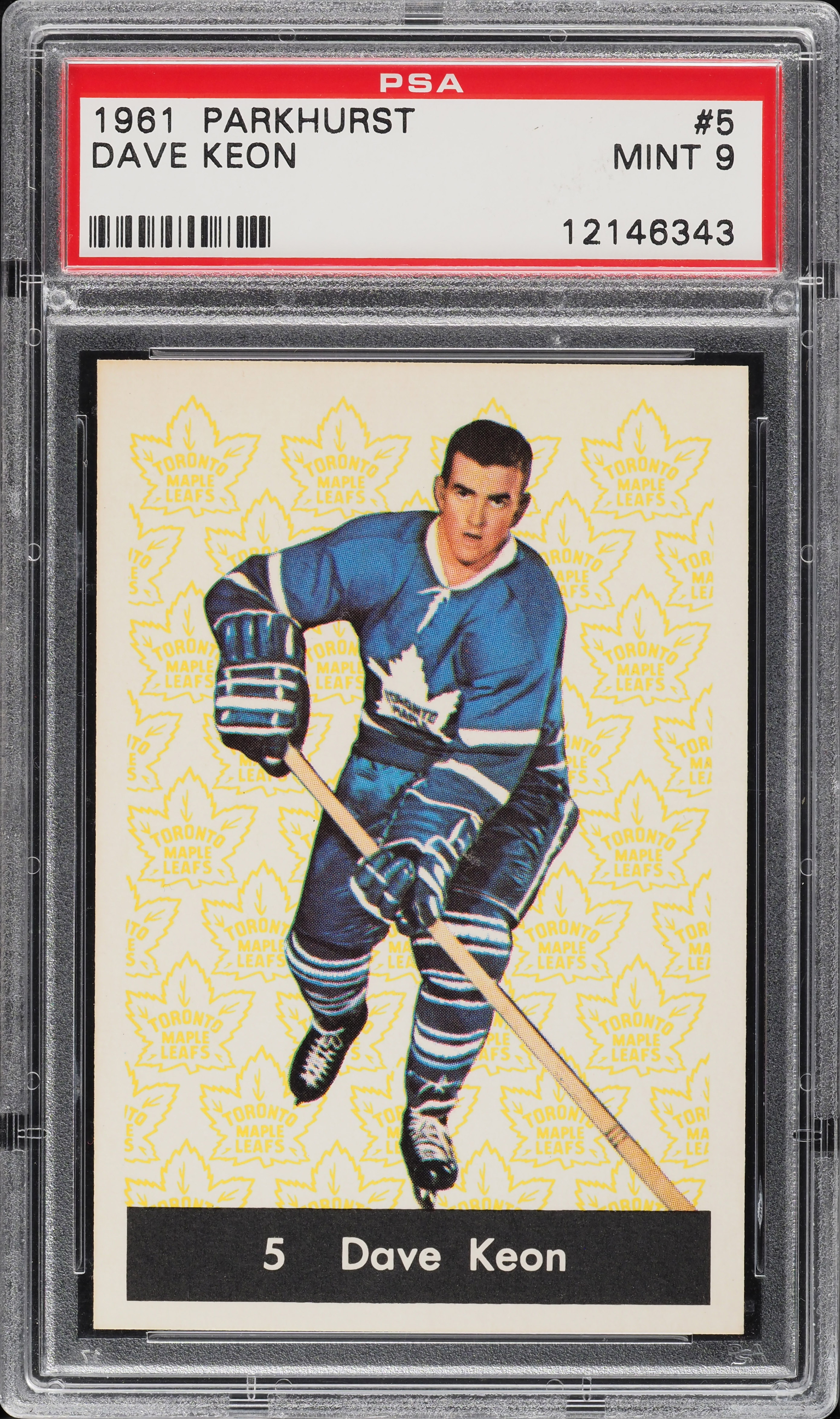 1961 Parkhurst Dave Keon ROOKIE #5 PSA 9 MINT (PWCC-E)