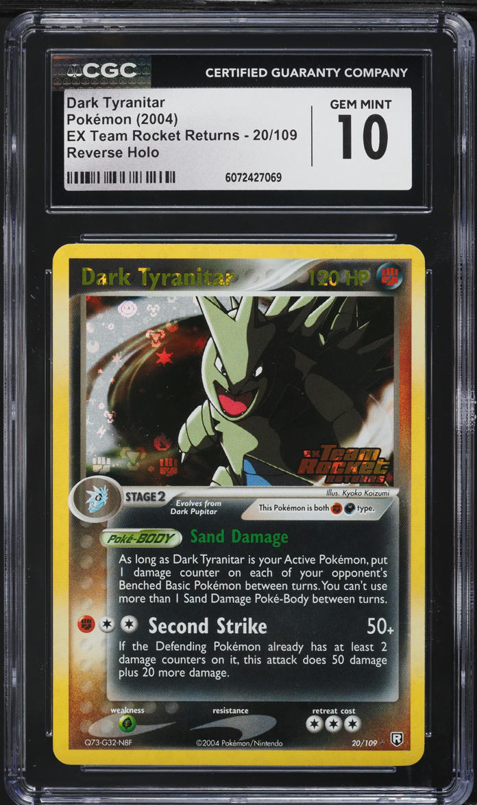 2004 Pokemon EX Team Rocket Returns Reverse Holo Dark Tyranitar #20 CGC 10 GEM