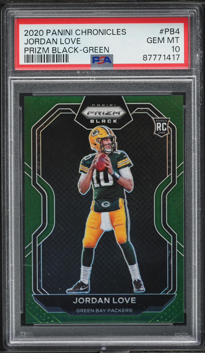 2020 Panini Chronicles Prizm Black Green Jordan Love RC /49 #PB4 PSA 10 GEM MINT