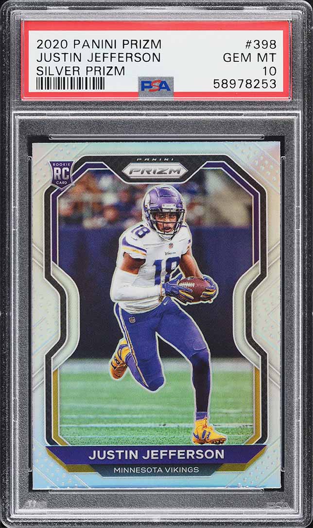 2020 Panini Prizm Silver Justin Jefferson ROOKIE #398 PSA 10 GEM MINT