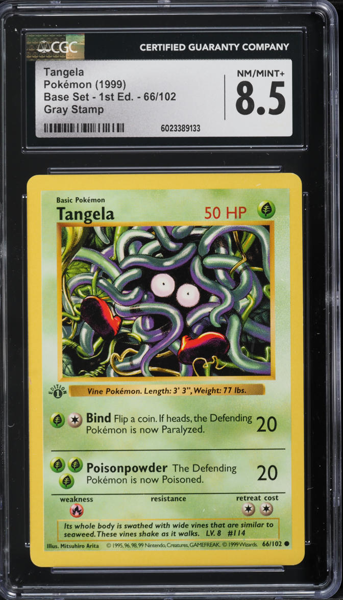 1999 Pokemon Base Set Shadowless 1st Edition Gray Stamp Tangela #66 CGC 8.5