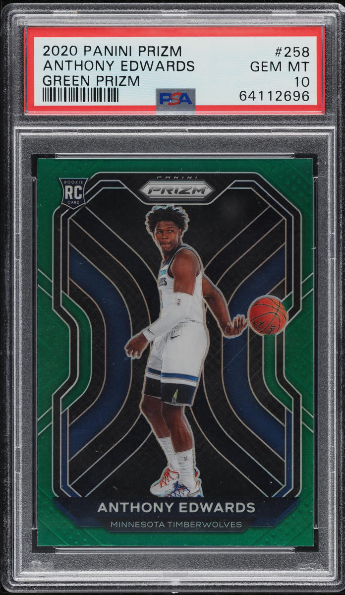2020 Panini Prizm Green Anthony Edwards ROOKIE #258 PSA 10 GEM MINT