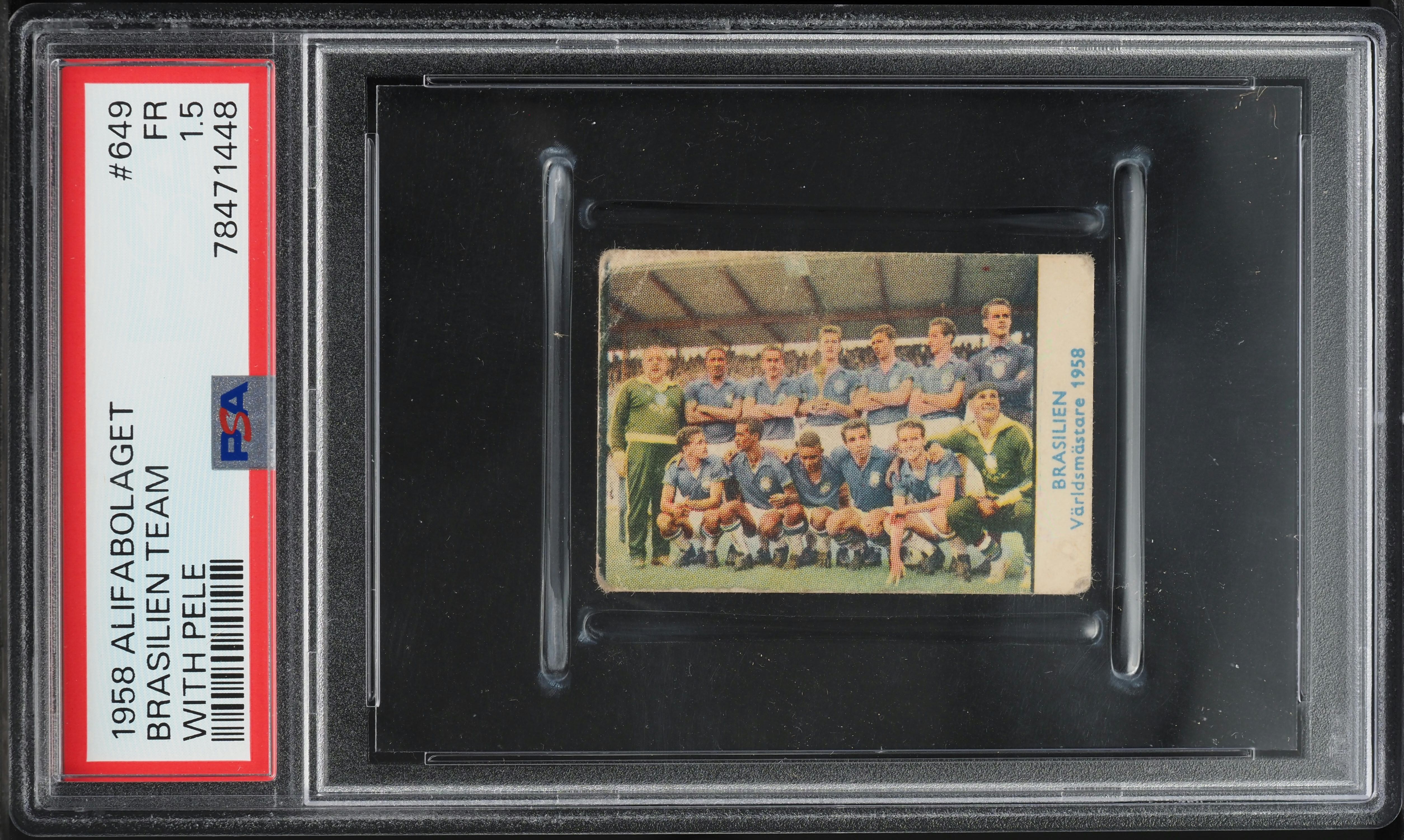 1958 Alifabolaget Soccer Brasilien Team w/ Pele ROOKIE #649 PSA 1.5 FR