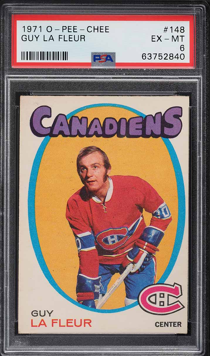 1971 O-Pee-Chee Hockey Guy LaFleur ROOKIE #148 PSA 6 EXMT