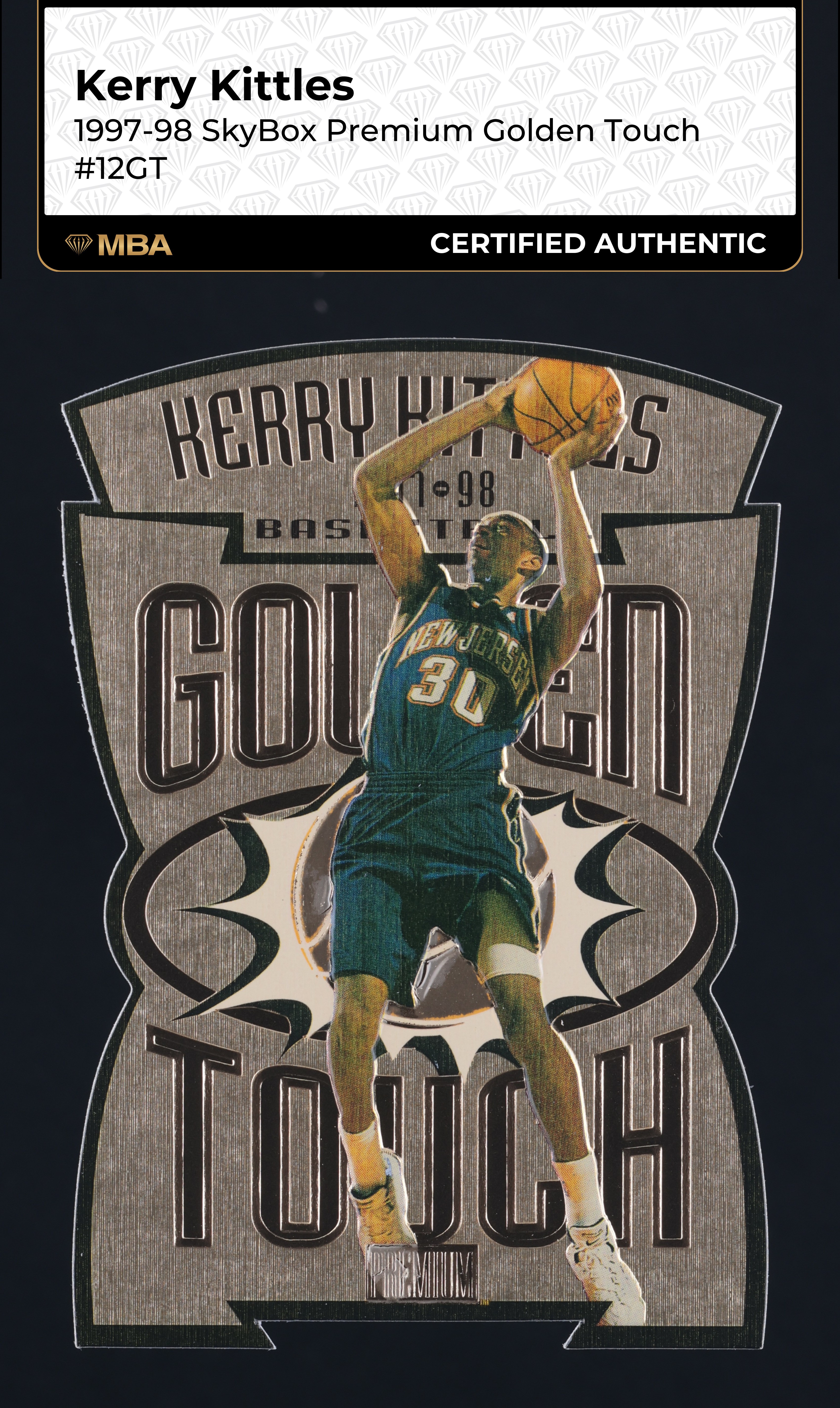 1997 Skybox Premium Golden Touch Die-Cut Kerry Kittles #12GT MBA AUTH