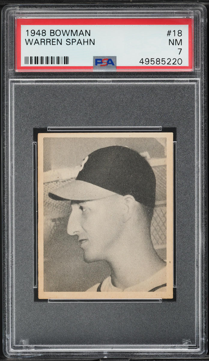 1948 Bowman Warren Spahn ROOKIE #18 PSA 7 NRMT