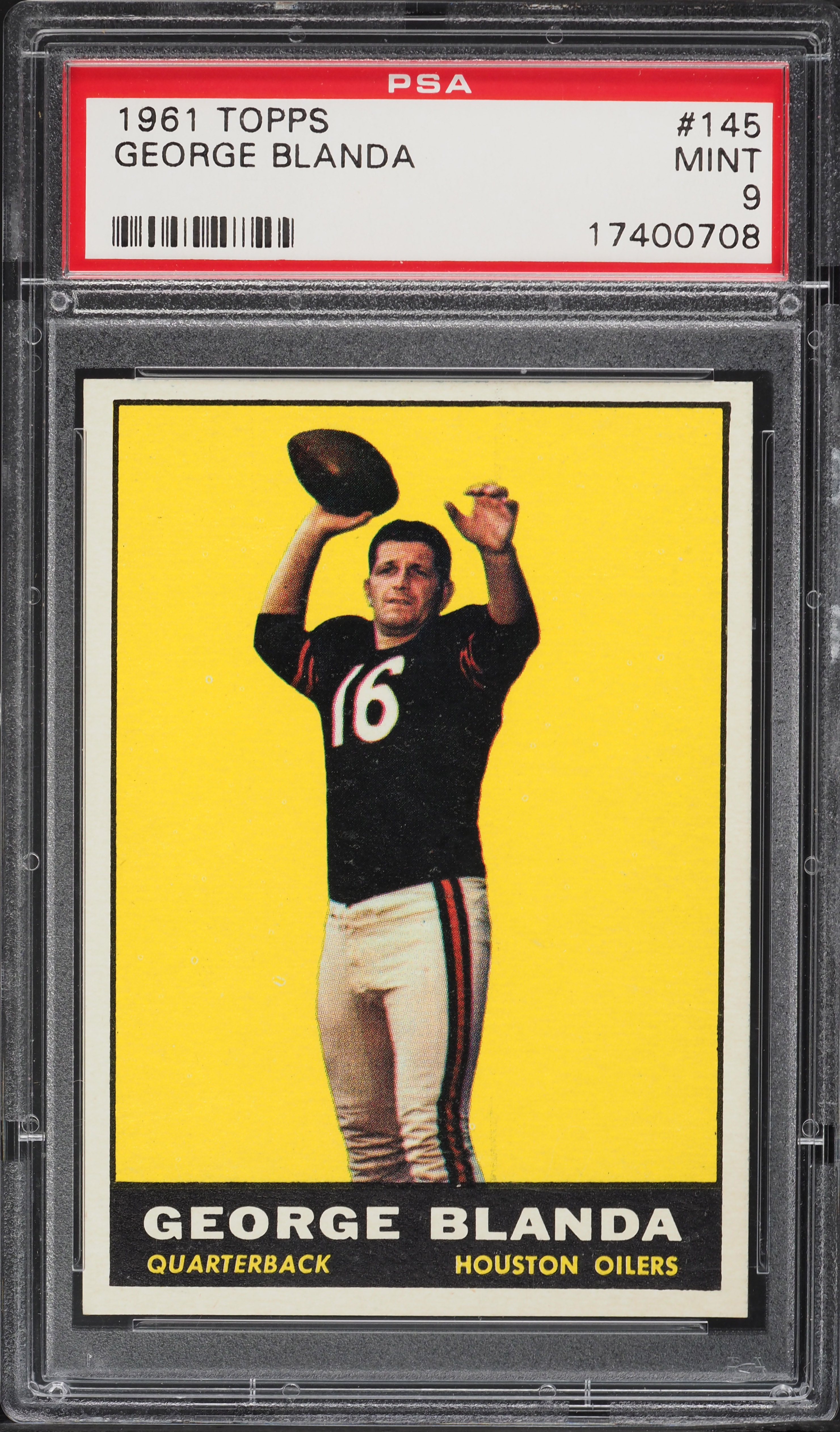 1961 Topps Football George Blanda #145 PSA 9 MINT