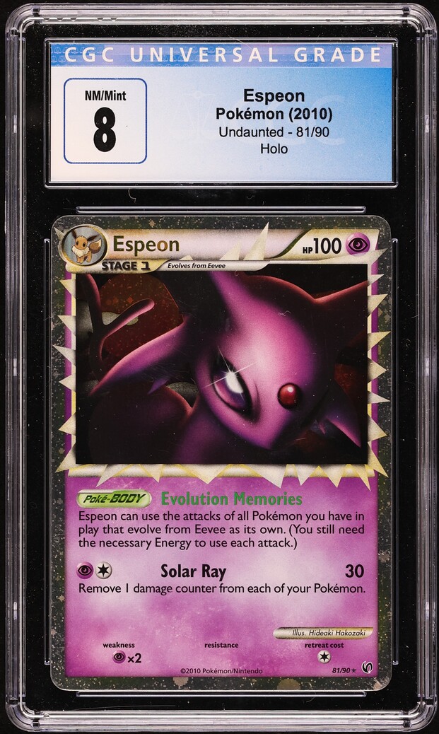 2010 Pokemon HeartGold & SoulSilver Undaunted Holo Espeon #81 CGC 8 NM-MT