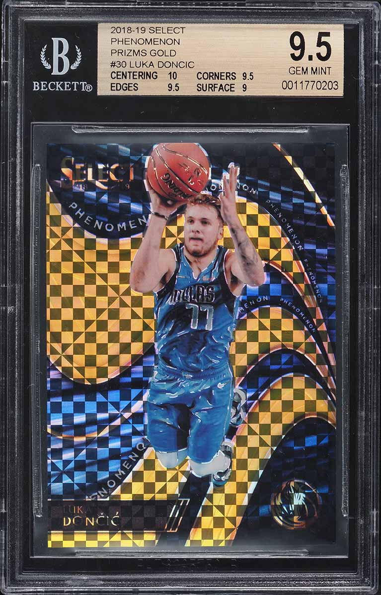 2018 Select Phenomenon Gold Prizm Luka Doncic ROOKIE /10 #30 BGS 9.5 GEM MINT