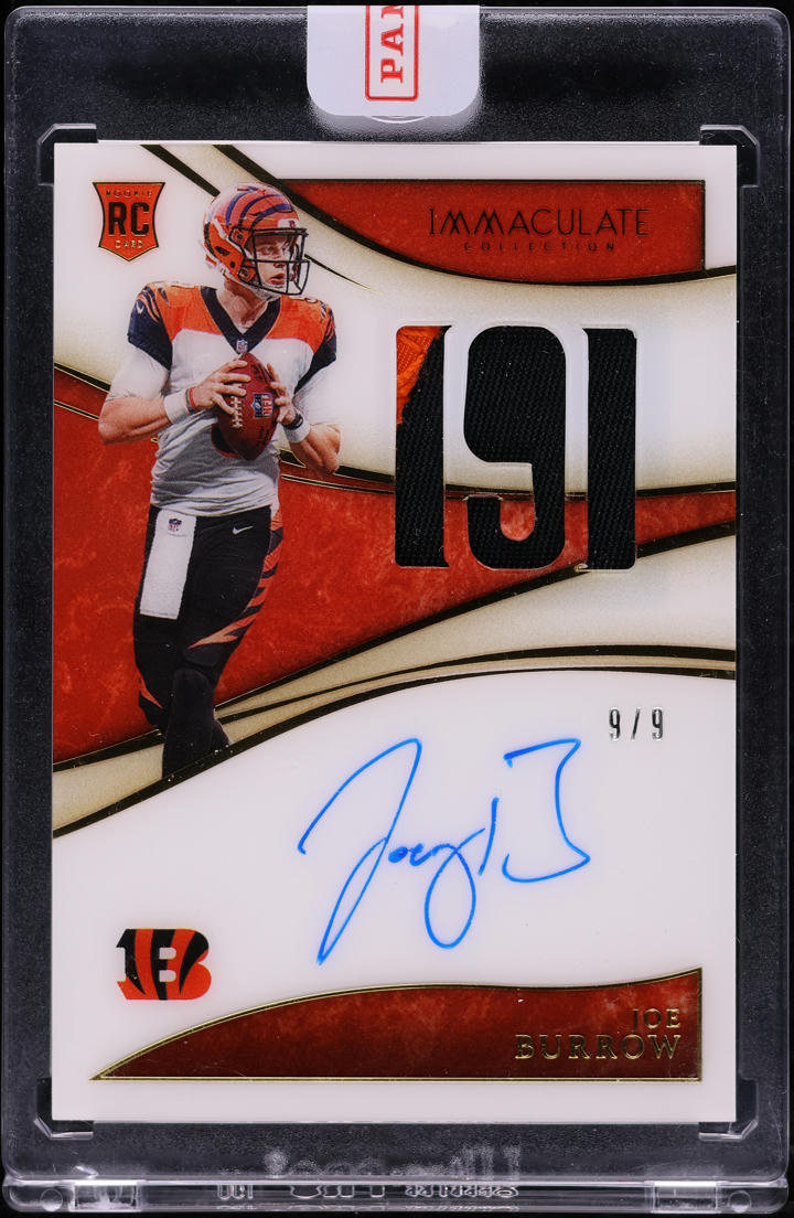 2020 Immaculate Collection Numbers Joe Burrow ROOKIE PATCH AUTO JERSEY # 9/9