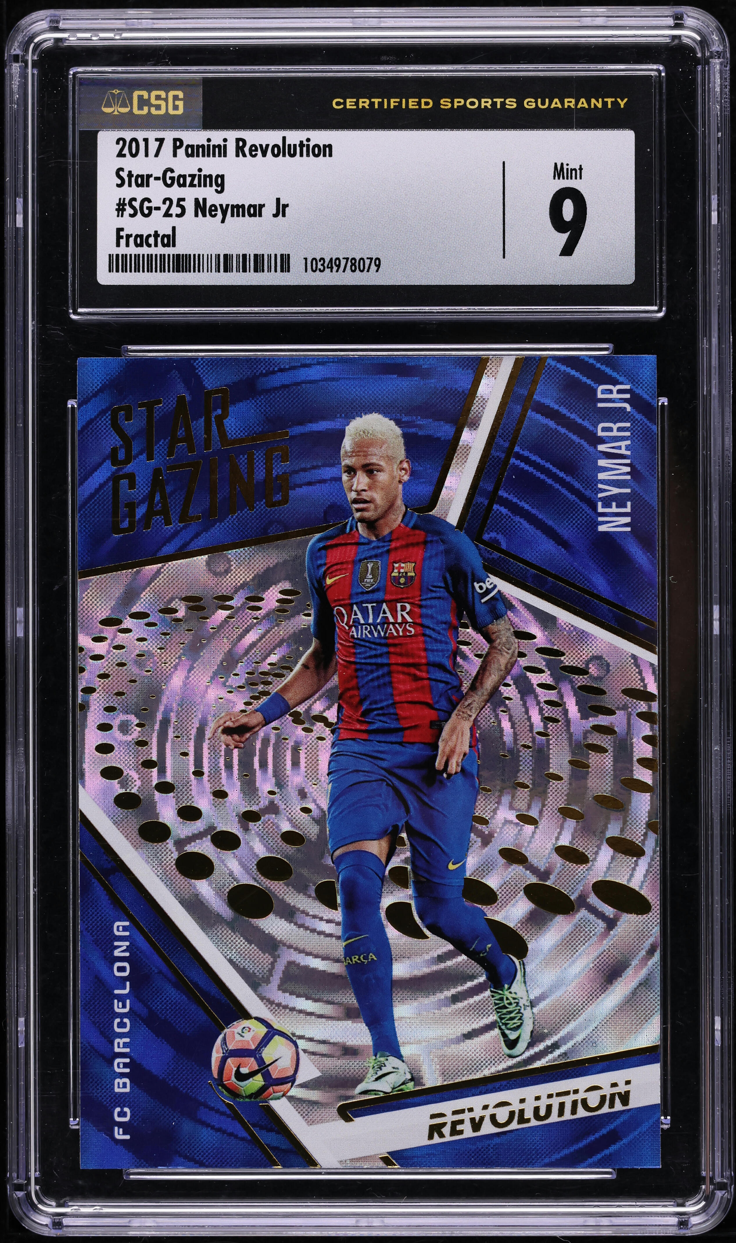 2017 Panini Revolution Star-Gazing Fractal Neymar Jr #Sg-25 CSG 9 MINT