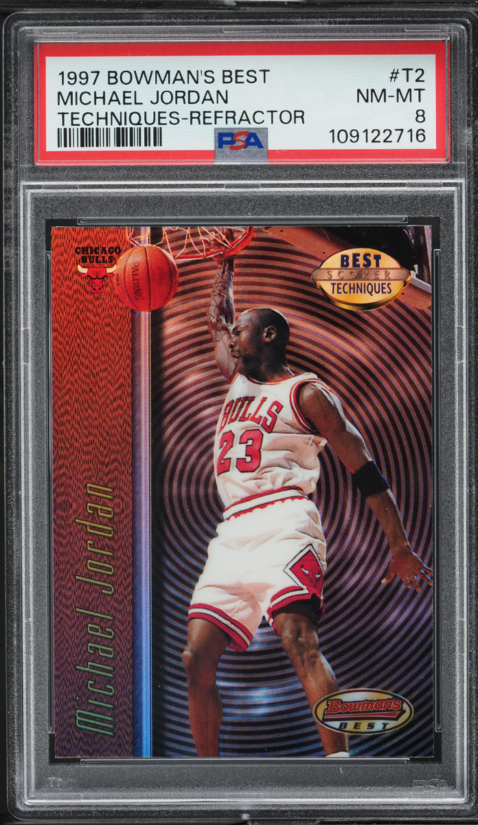 1997 Bowman's Best Techniques Refractor Michael Jordan #T2 PSA 8 NM-MT