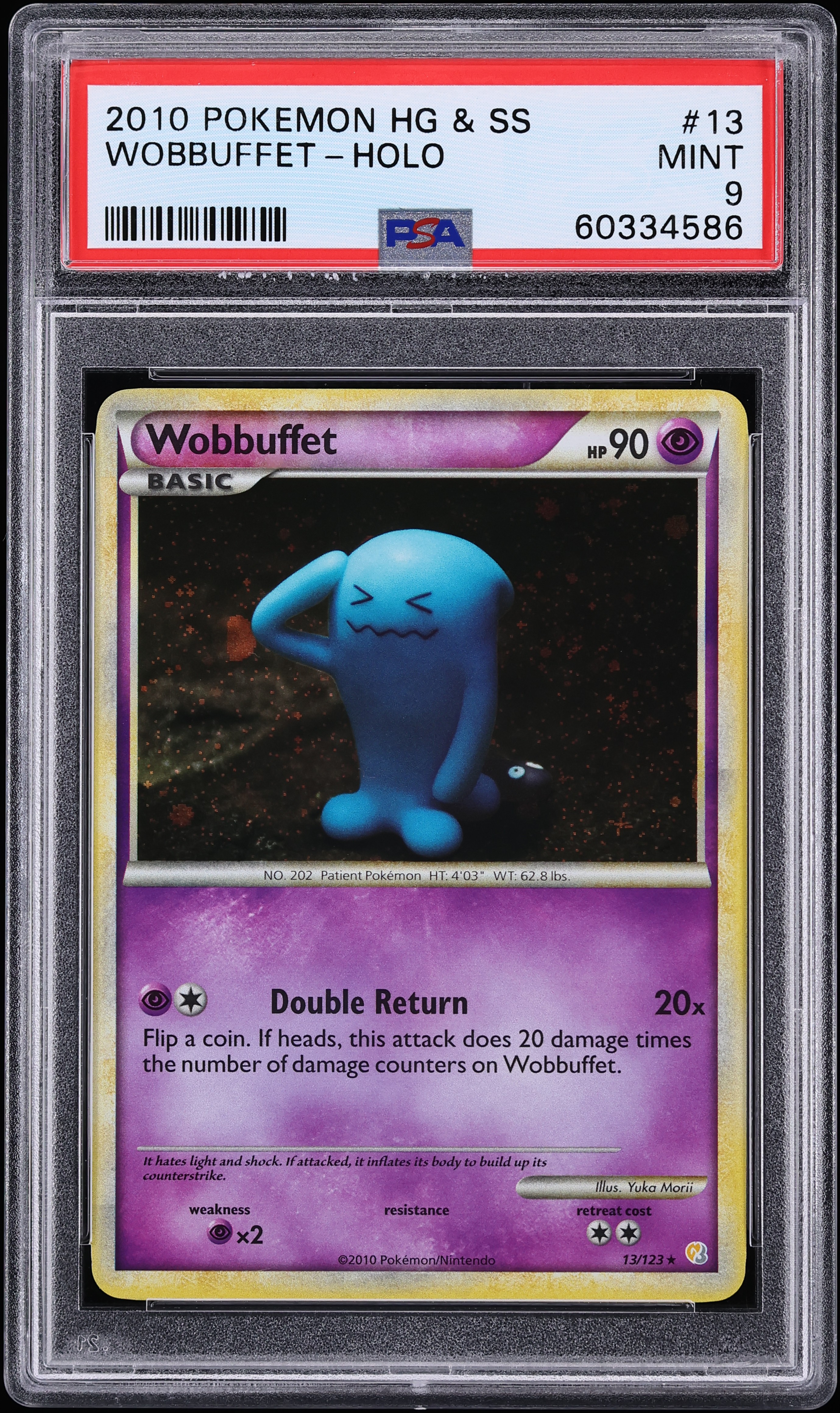 2010 Pokemon HeartGold & SoulSilver Holo Wobbuffet #13 PSA 9 MINT
