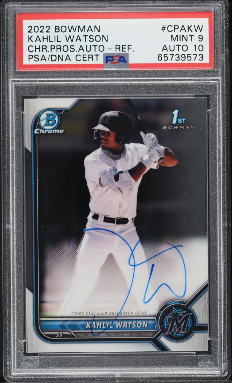 2022 Bowman Chrome Prospect Kahlil Watson ROOKIE AUTO DNA 10 #CPAKW PSA 9 MINT